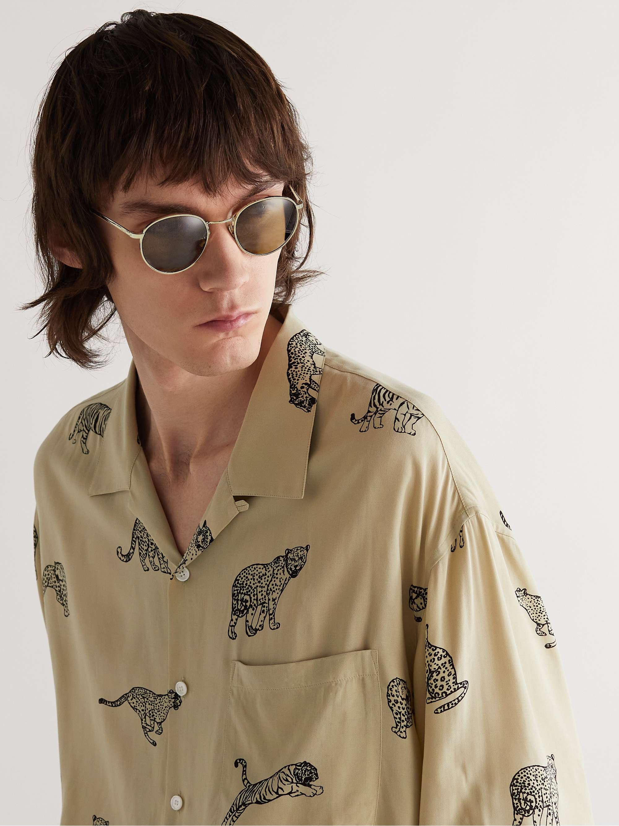CELINE HOMME Round-Frame Gold-Tone Sunglasses