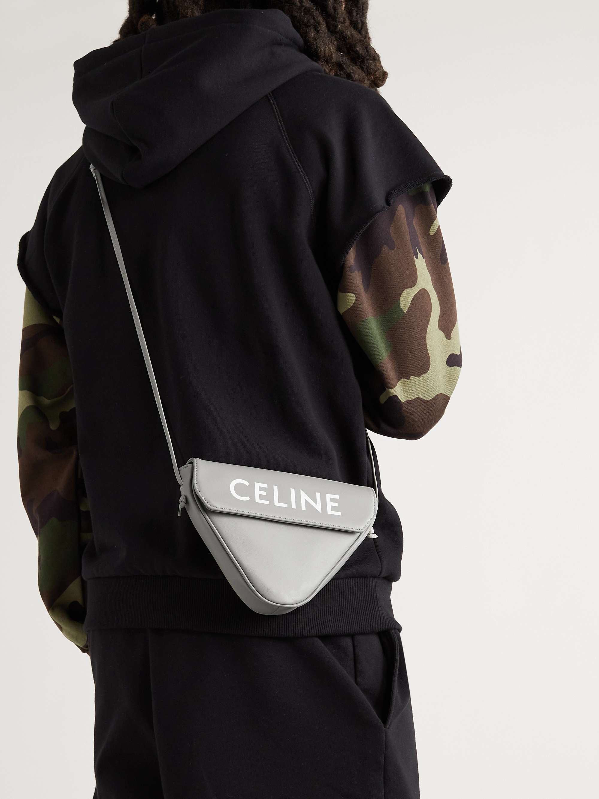 CELINE HOMME Logo-Print Leather Messenger Bag