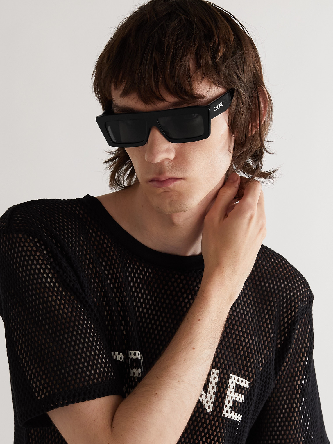 CELINE Monochrome 02 Rectangle-Frame Acetate Sunglasses — 2
