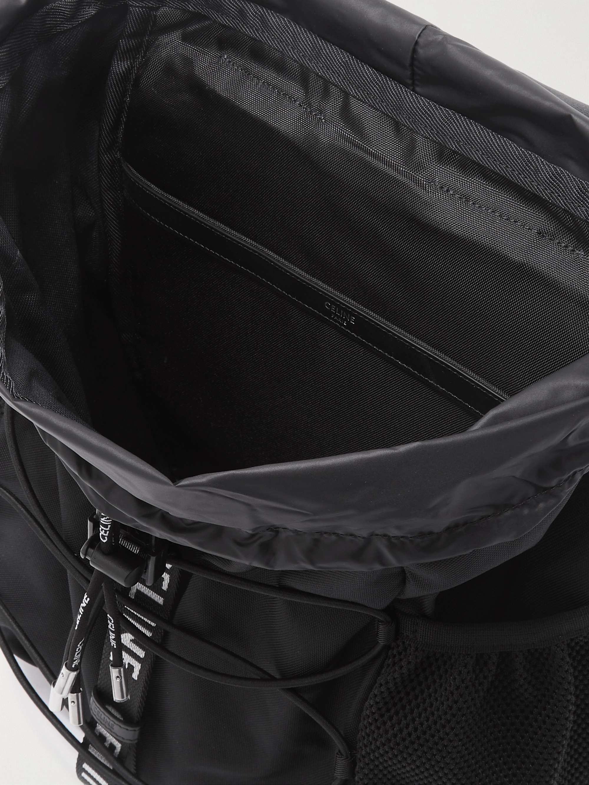 CELINE HOMME Logo Webbing-Trimmed Gabardine Backpack