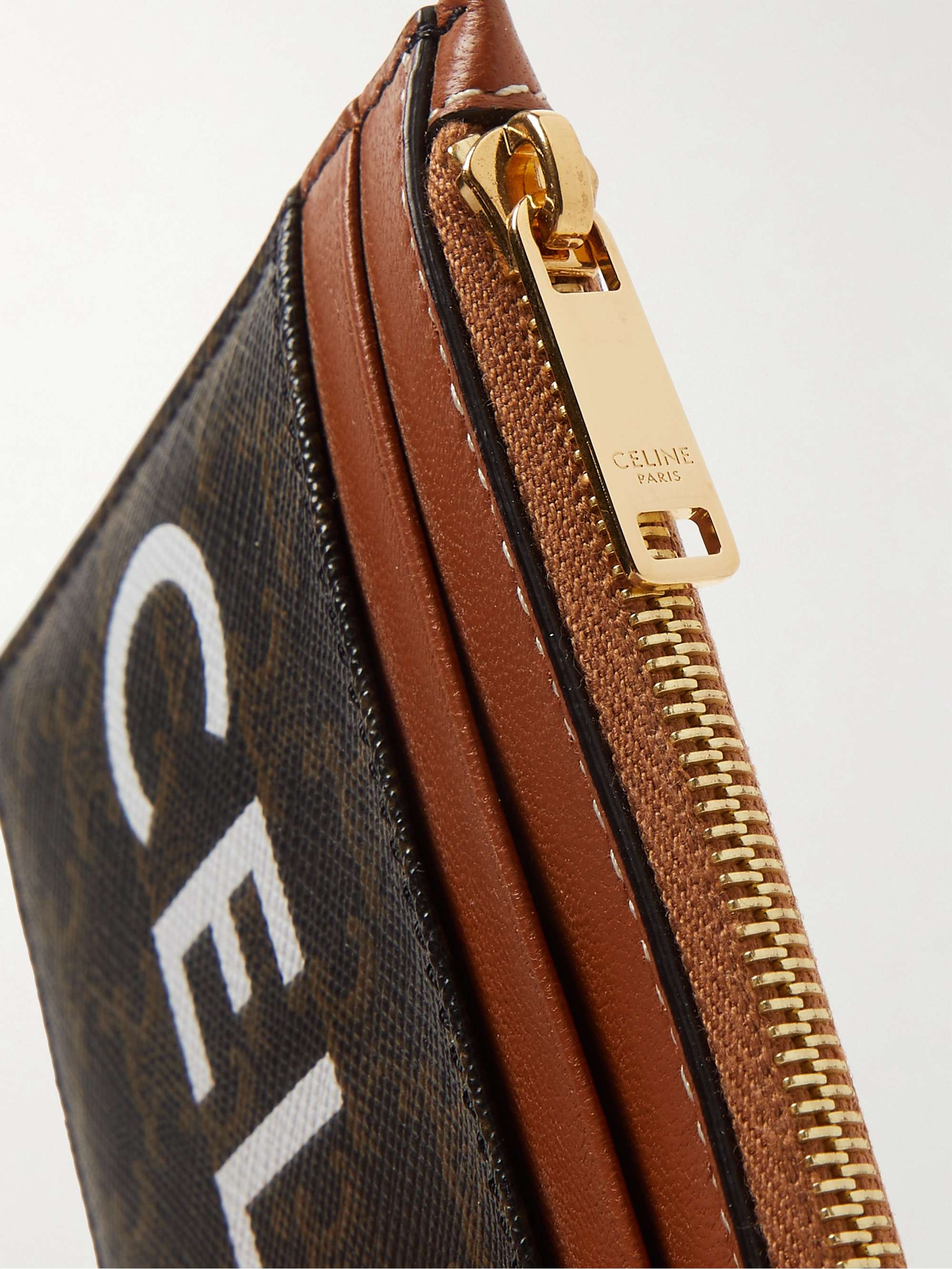 CELINE HOMME Leather-Trimmed Coated-Canvas Zipped Wallet
