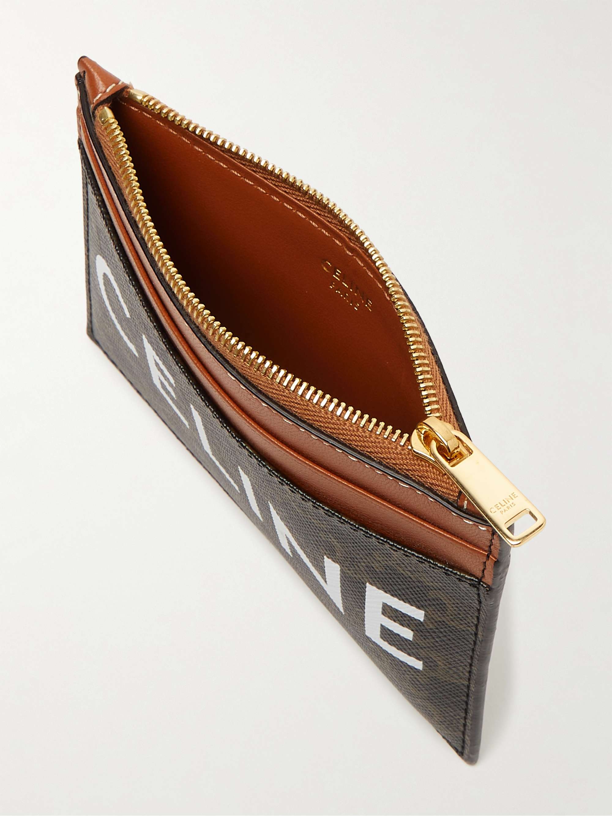 CELINE HOMME Leather-Trimmed Coated-Canvas Zipped Wallet