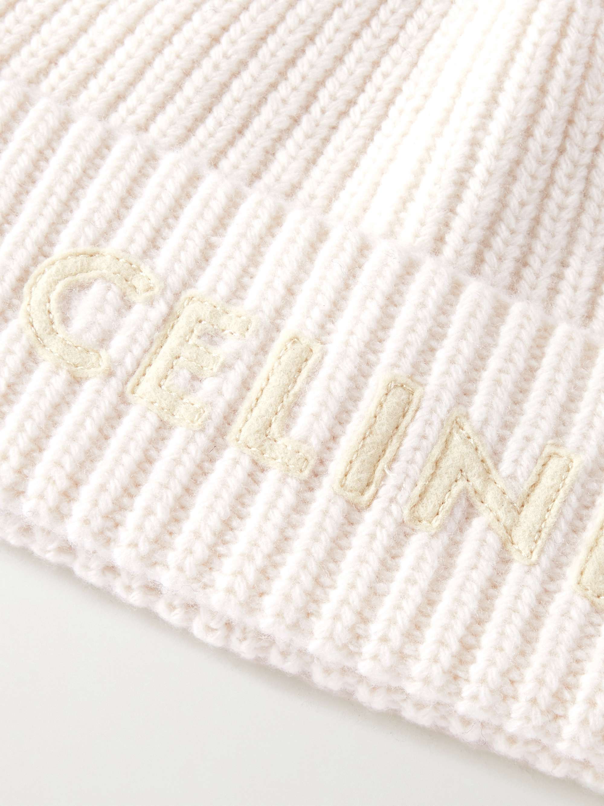 CELINE HOMME Logo-Appliquéd Ribbed Wool Beanie