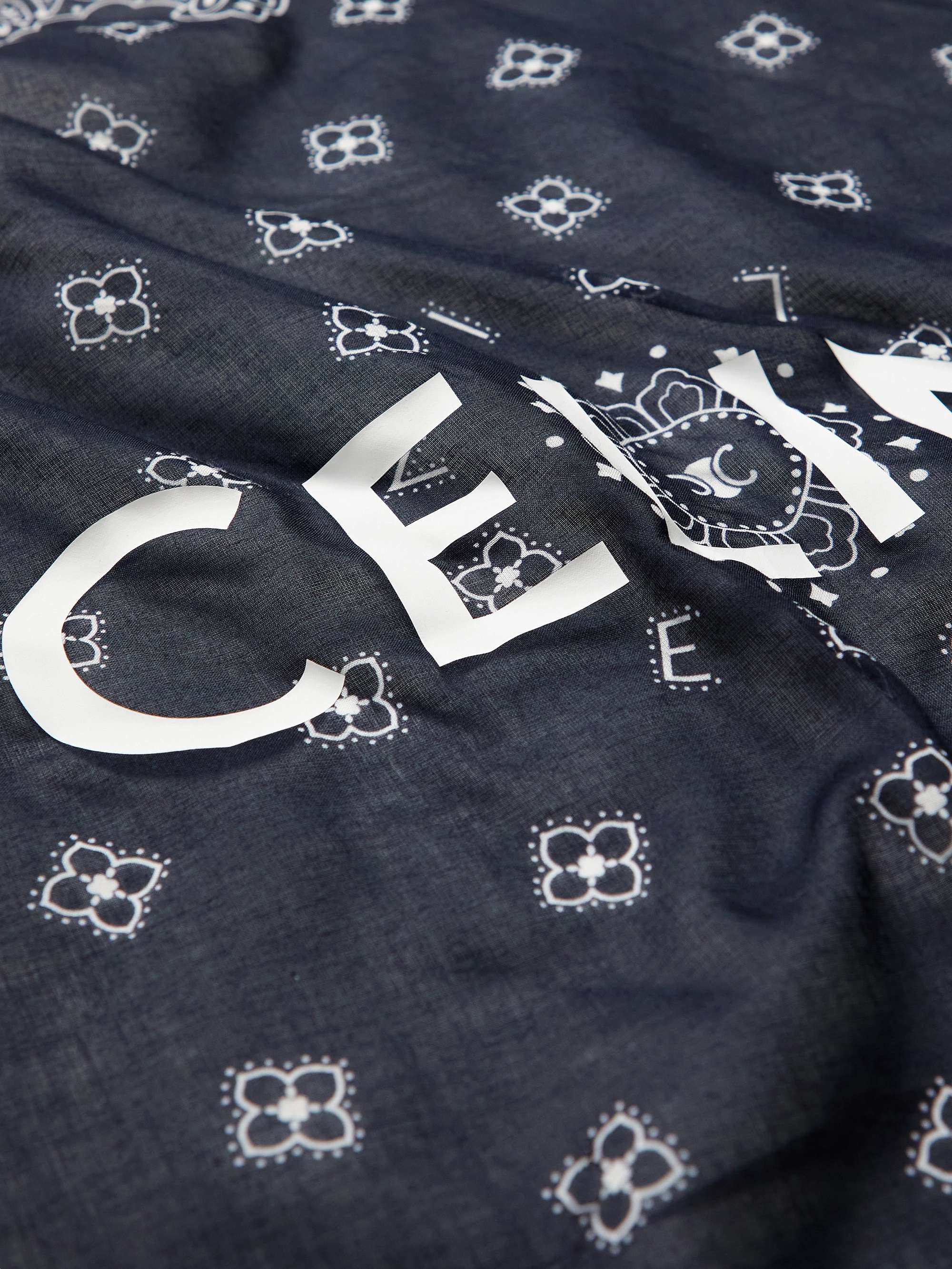 CELINE HOMME Logo-Print Cotton-Voile Bandana
