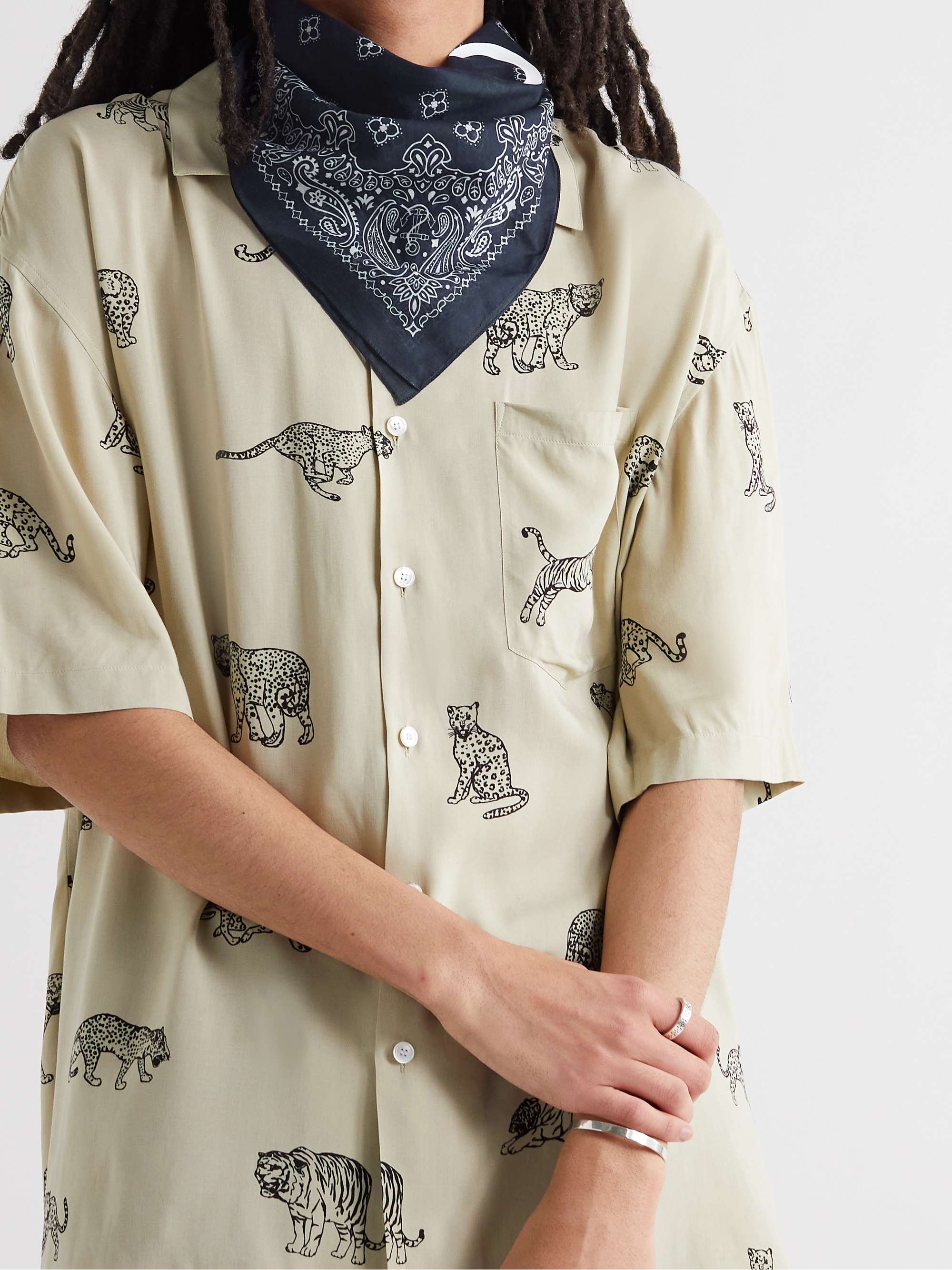 CELINE HOMME Logo-Print Cotton-Voile Bandana