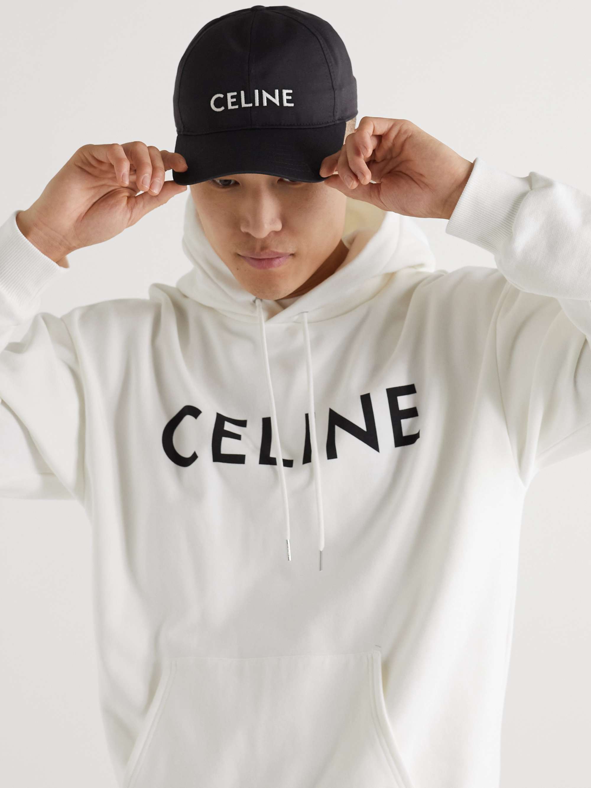 CELINE HOMME Logo-Embroidered Drill Baseball Cap