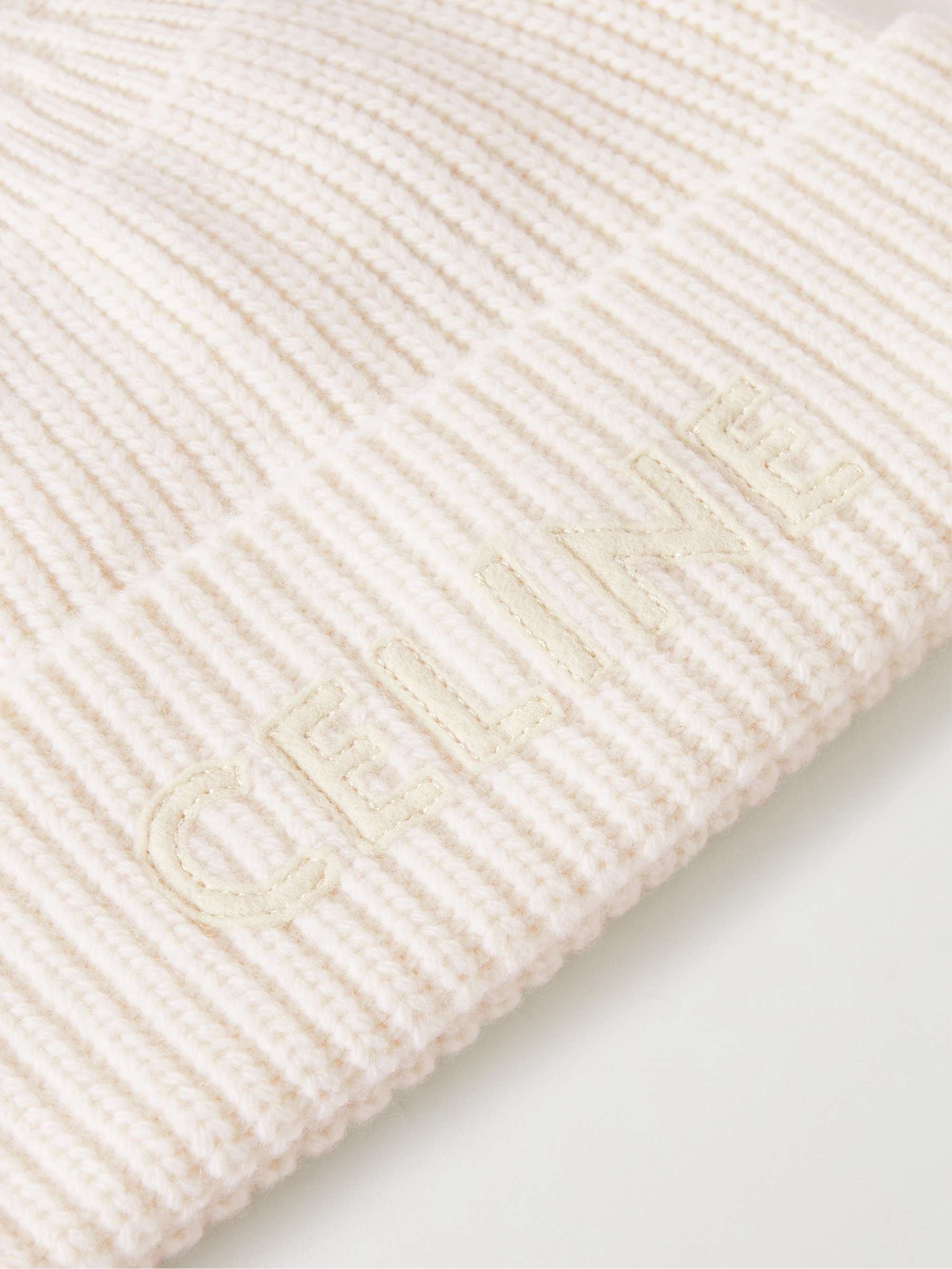 CELINE HOMME Logo-Appliquéd Ribbed Wool Beanie