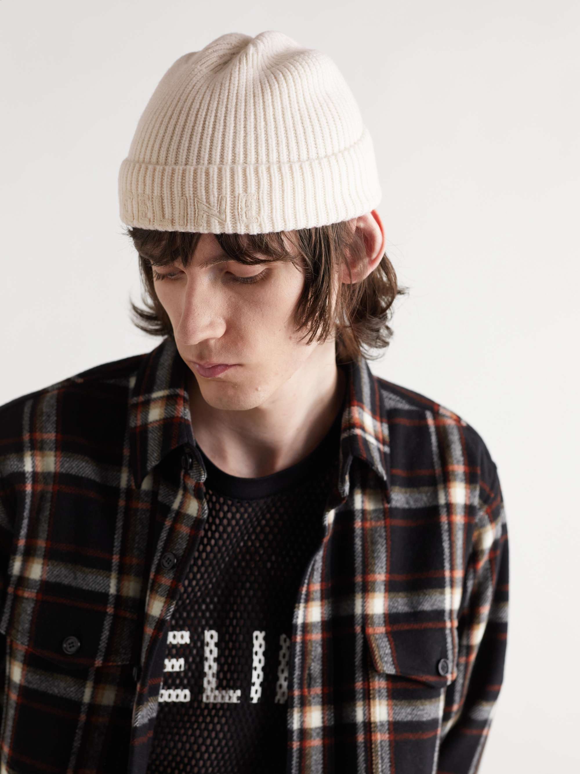 CELINE HOMME Logo-Appliquéd Ribbed Wool Beanie