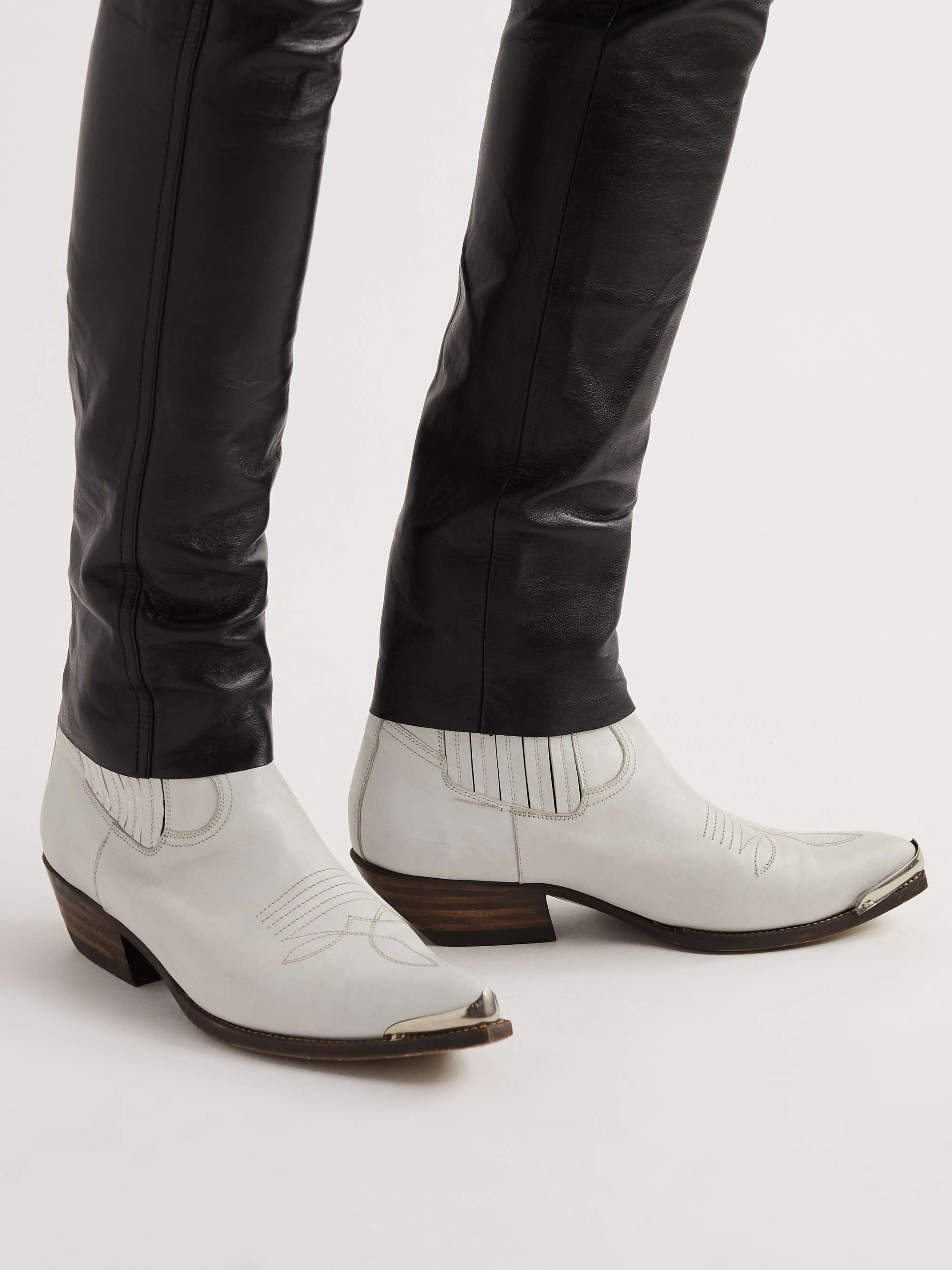 CELINE HOMME Embellished Leather Chelsea Boots