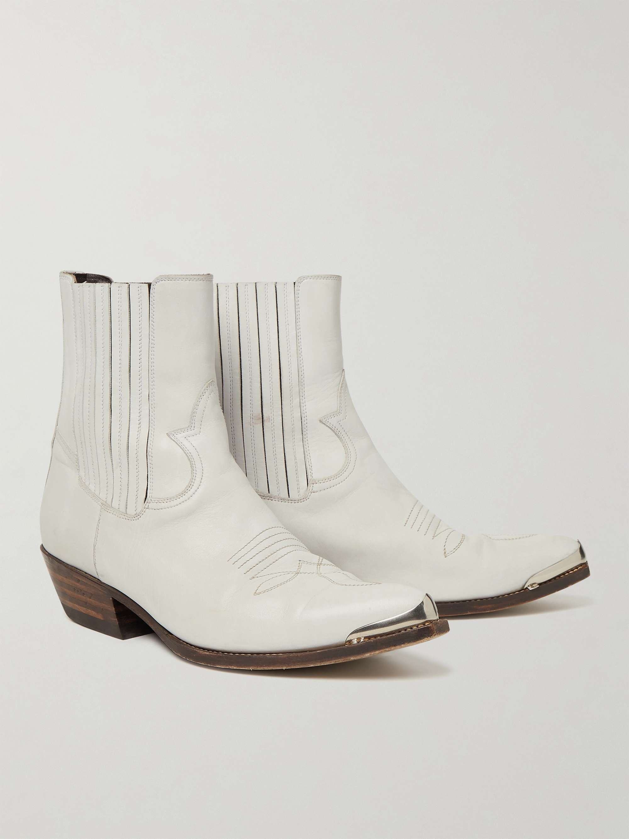 CELINE HOMME Embellished Leather Chelsea Boots