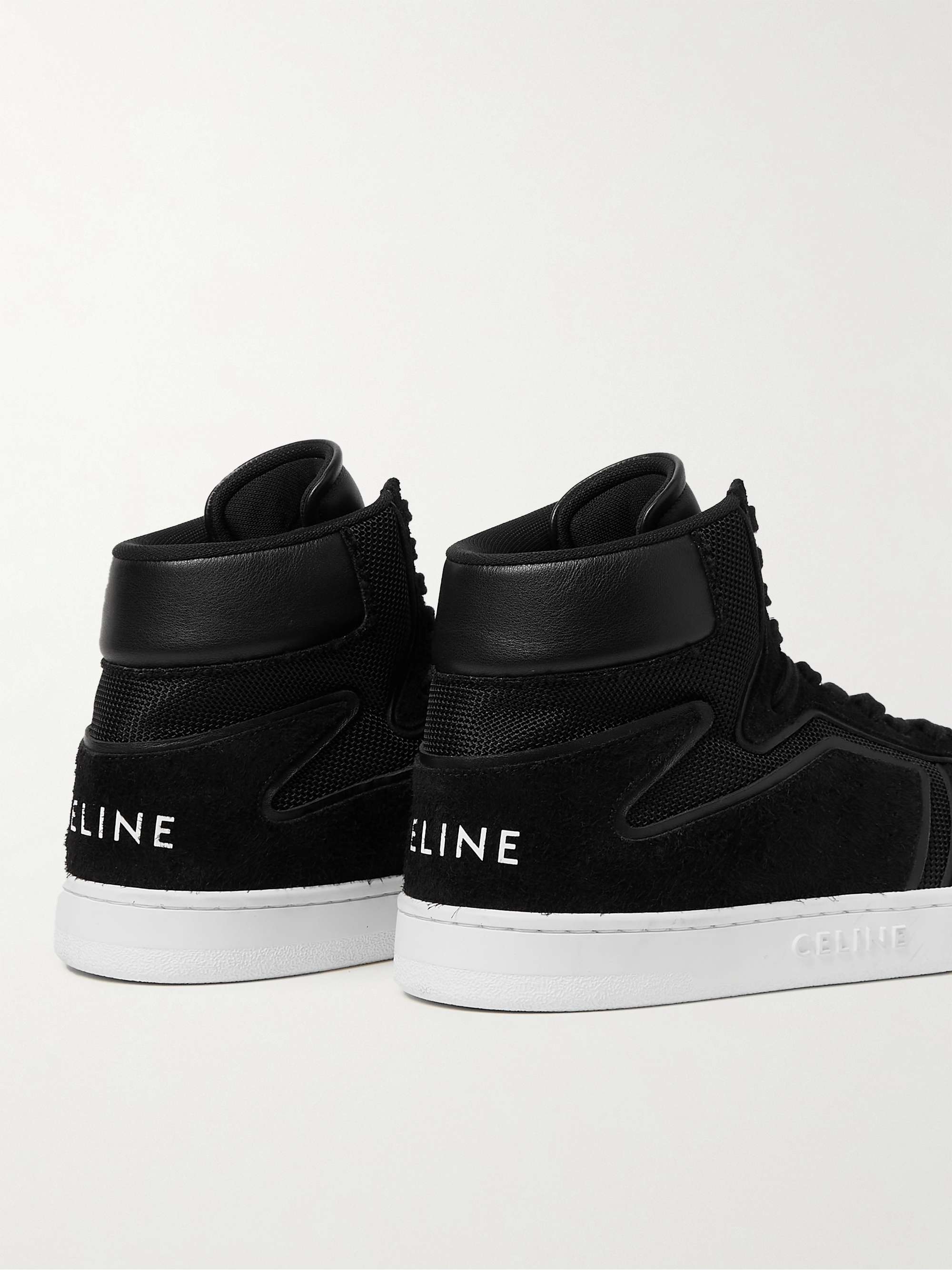 CELINE HOMME Z CT-01 Mesh and Suede High-Top Sneakers