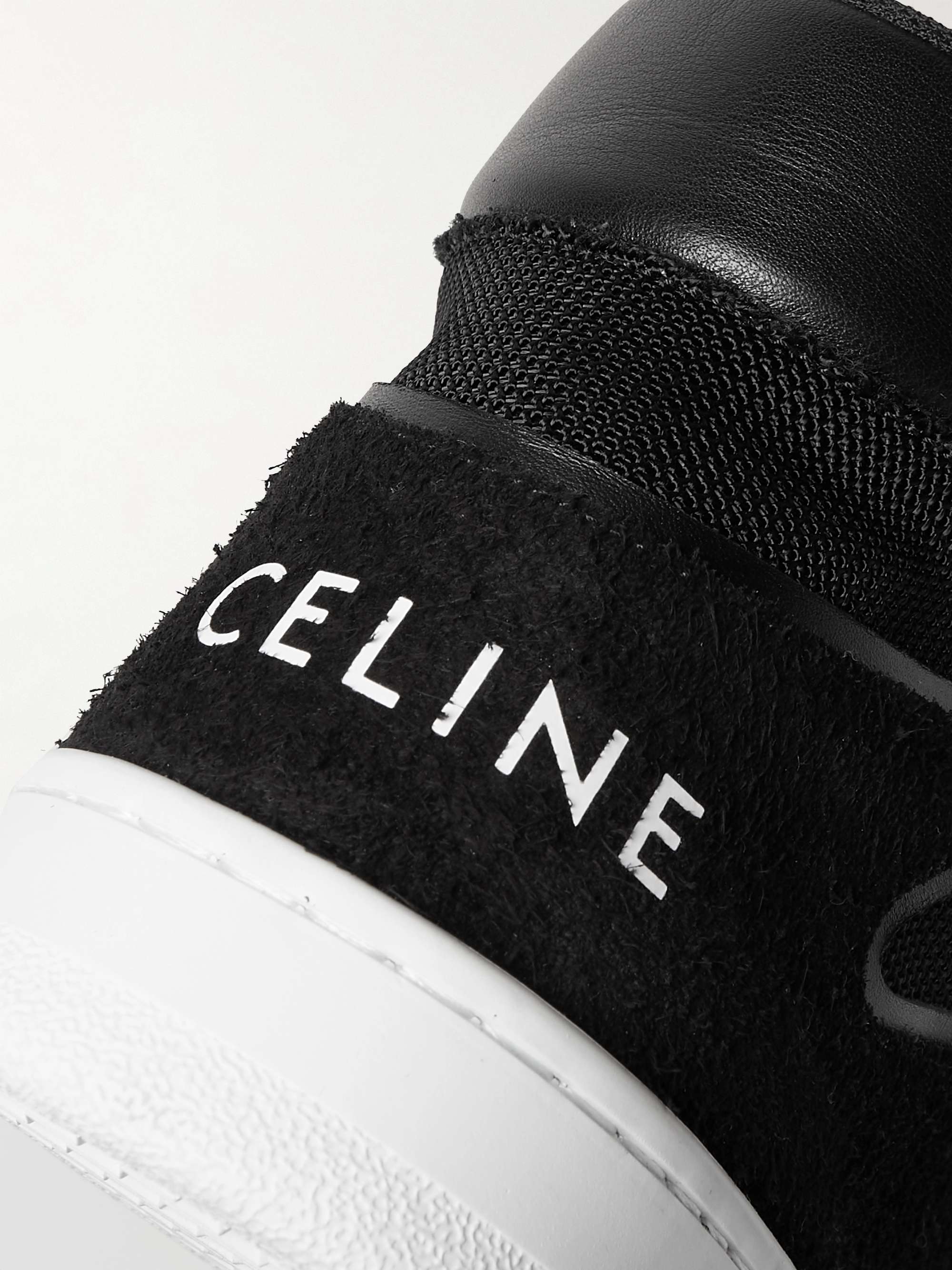 CELINE HOMME Z CT-01 Mesh and Suede High-Top Sneakers