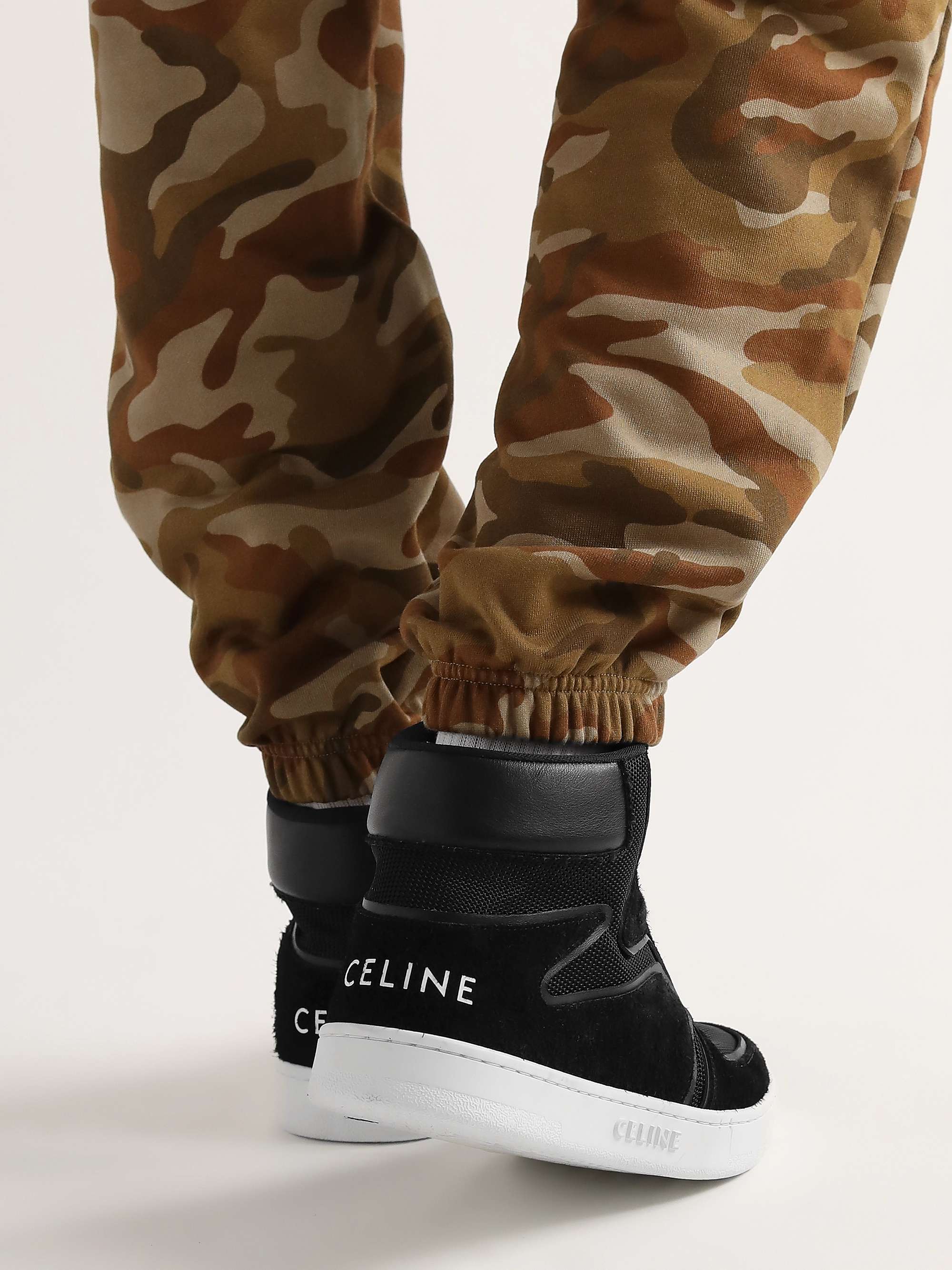 CELINE HOMME Z CT-01 Mesh and Suede High-Top Sneakers