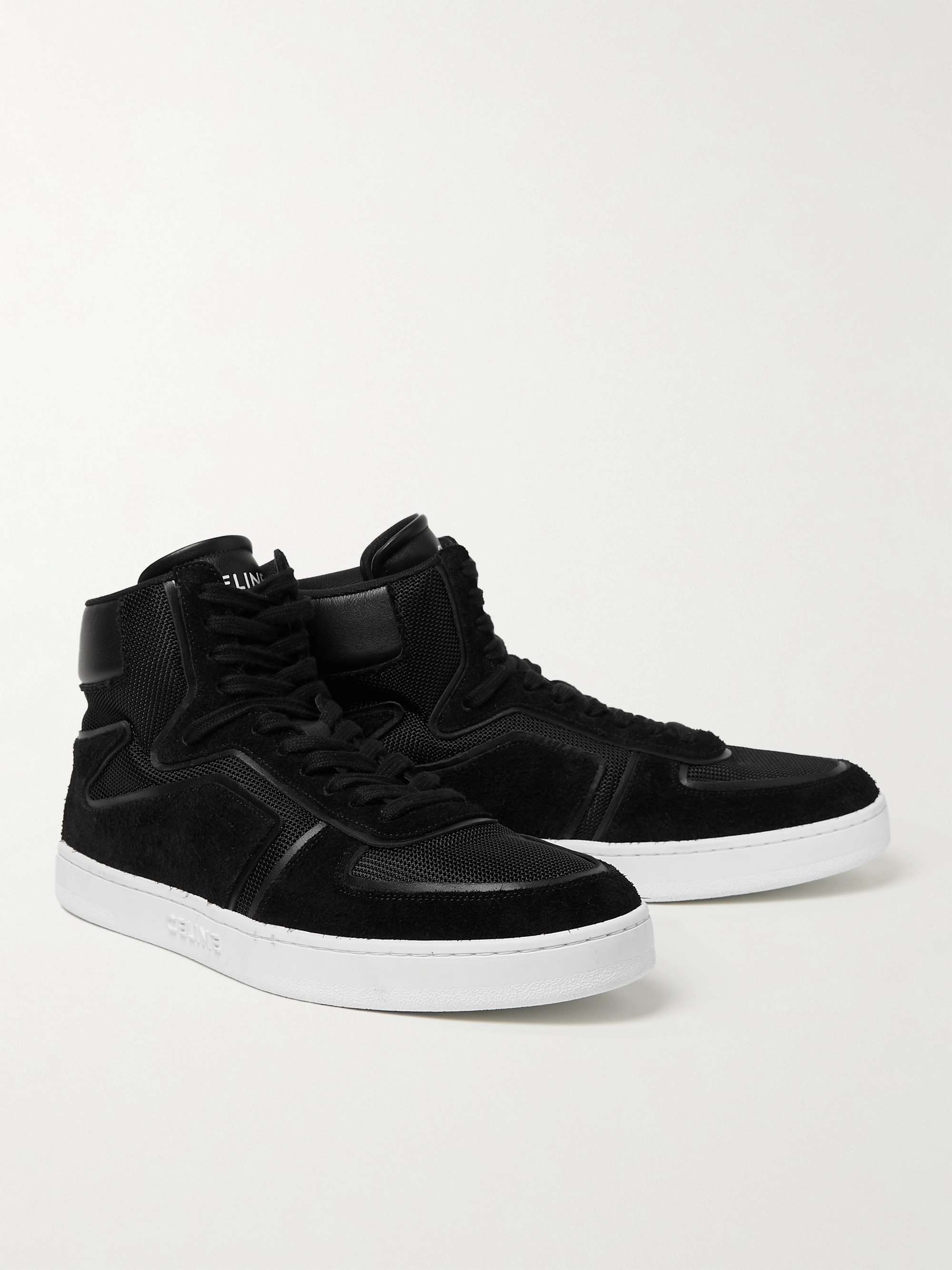 CELINE HOMME Z CT-01 Mesh and Suede High-Top Sneakers