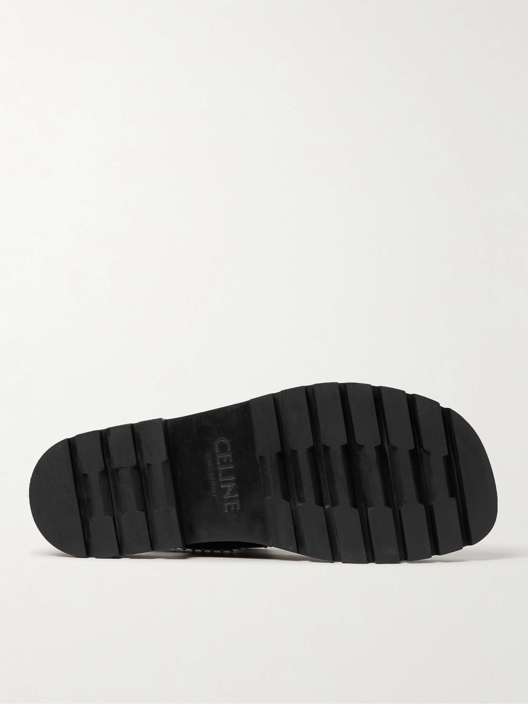 CELINE Studded Logo-Print Leather Sandals