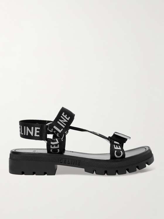 Celine Logo-Print Canvas Sandals