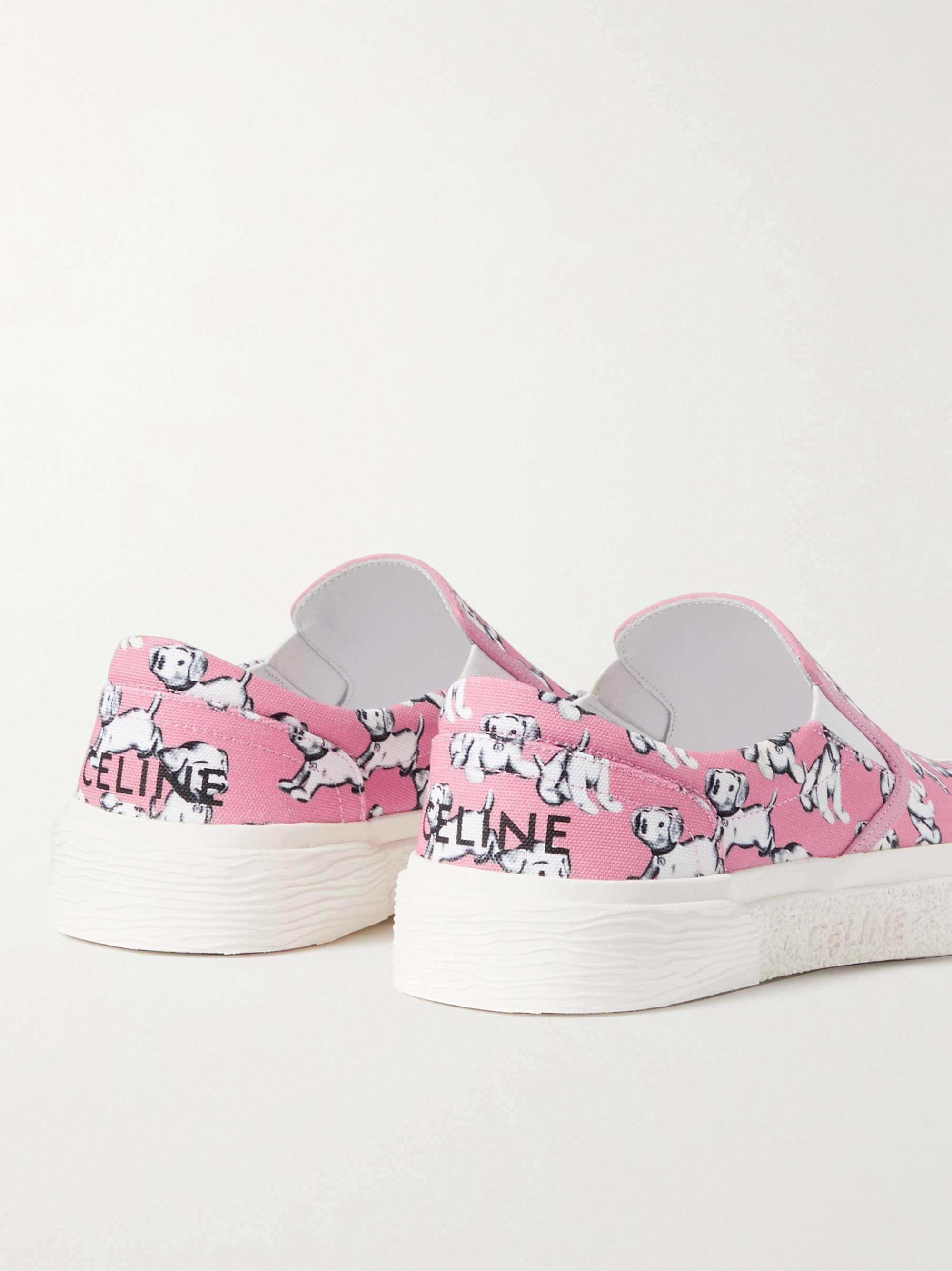 CELINE Printed Canvas Slip-On Sneakers