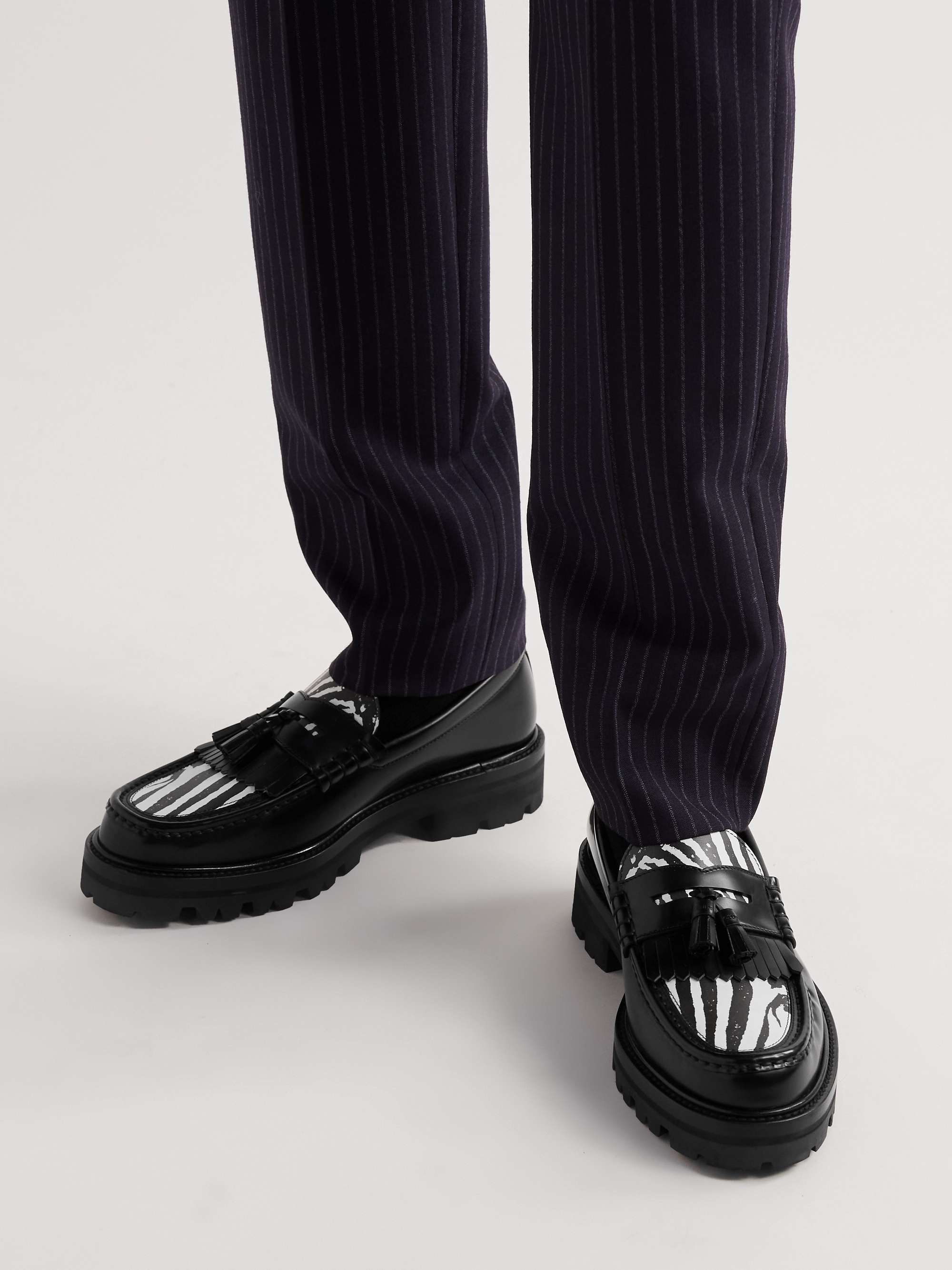 CELINE HOMME Triomphe Zebra Print Leather Tasselled Loafers for Men MR PORTER