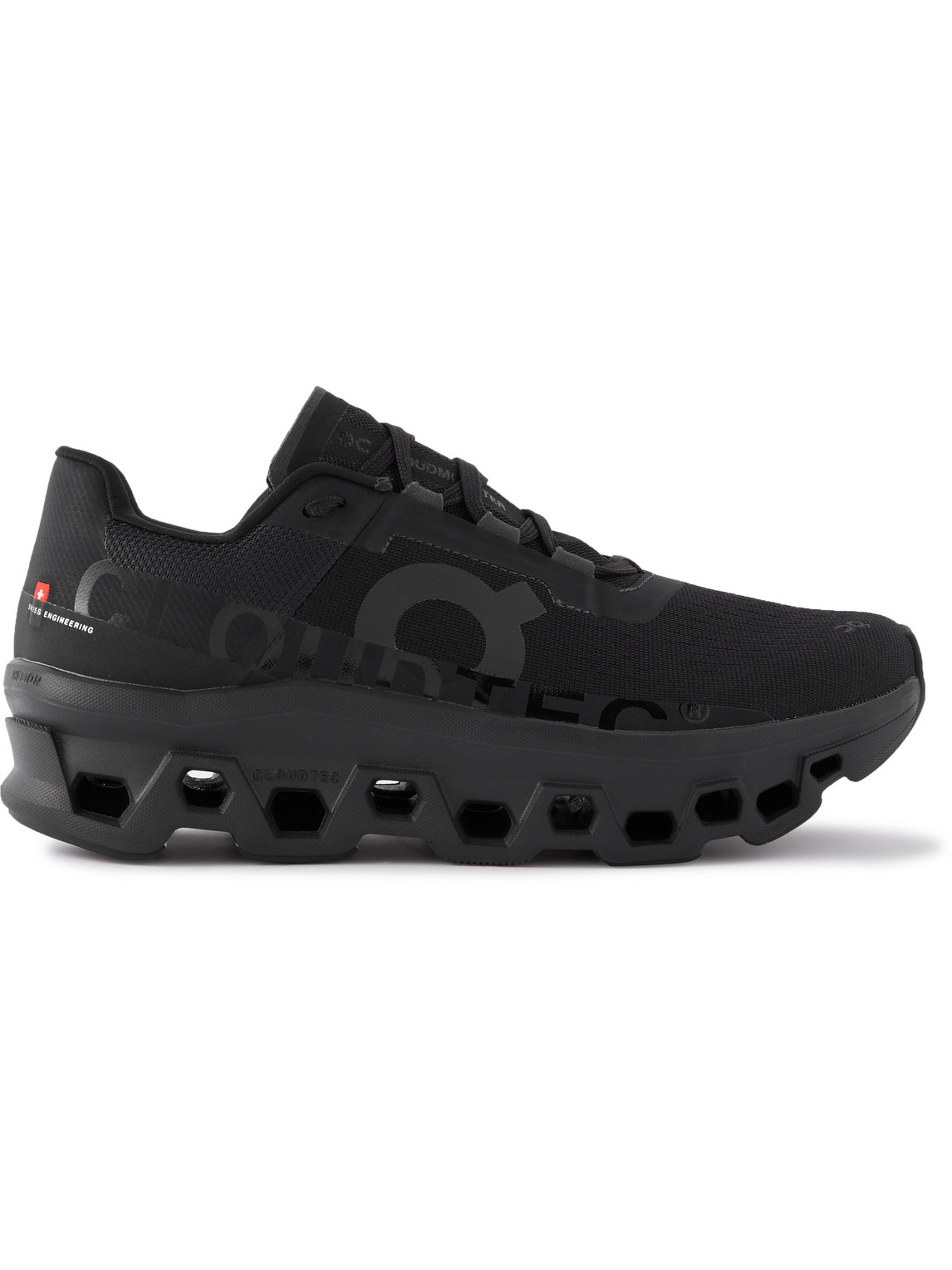 Shop On Cloudmster Rubber-trimmed Mesh Running Sneakers In Black