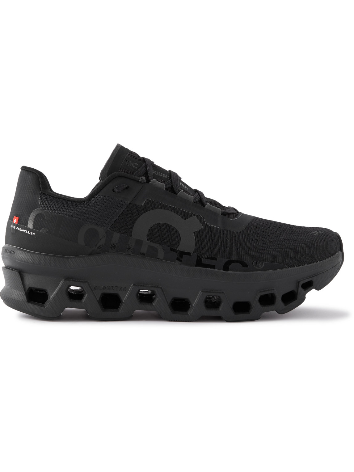 On Cloudmster Rubber-trimmed Mesh Running Sneakers In Black