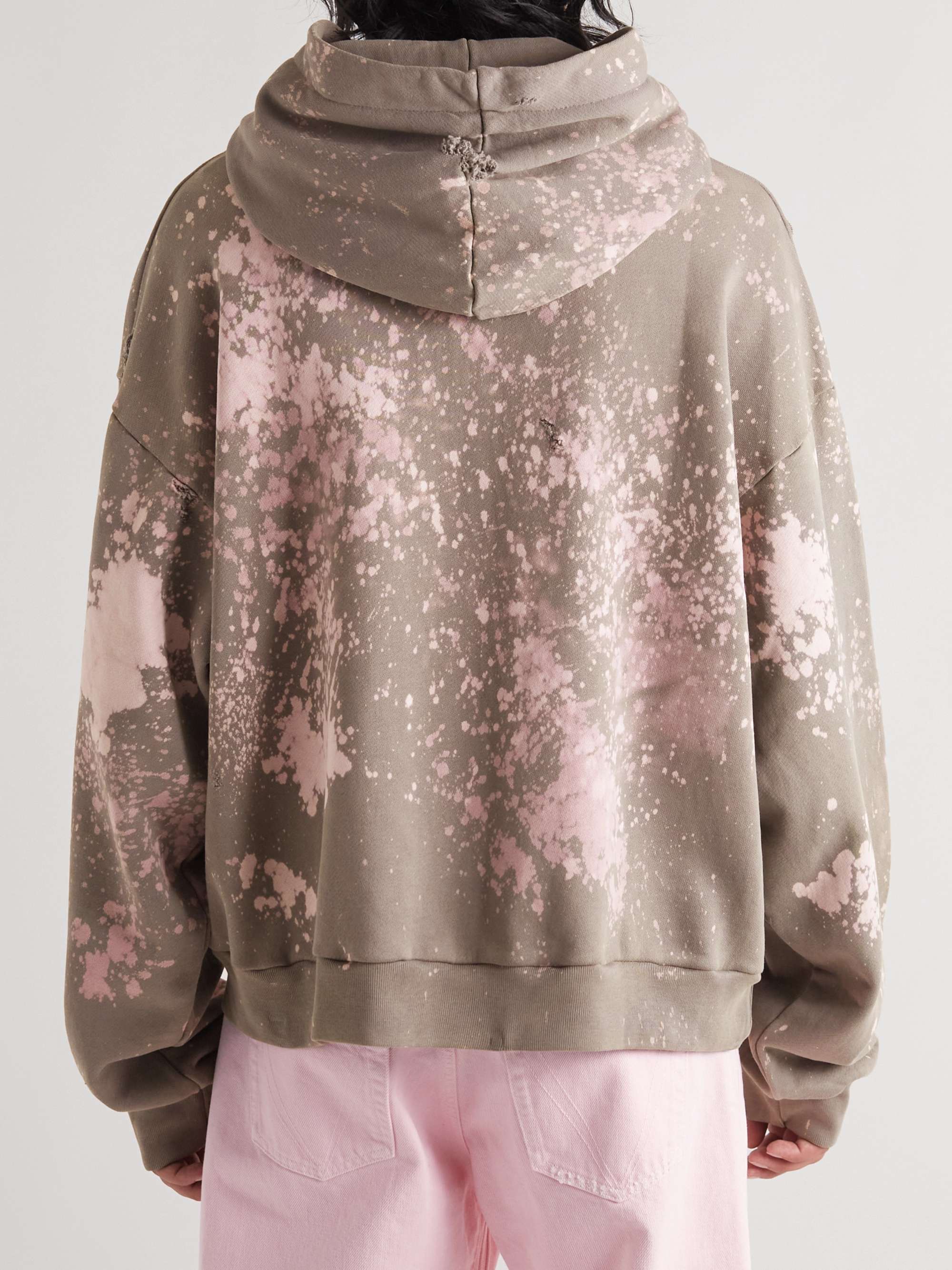 LIBERAL YOUTH MINISTRY Appliquèd Printed Distressed Cotton-Jersey Hoodie