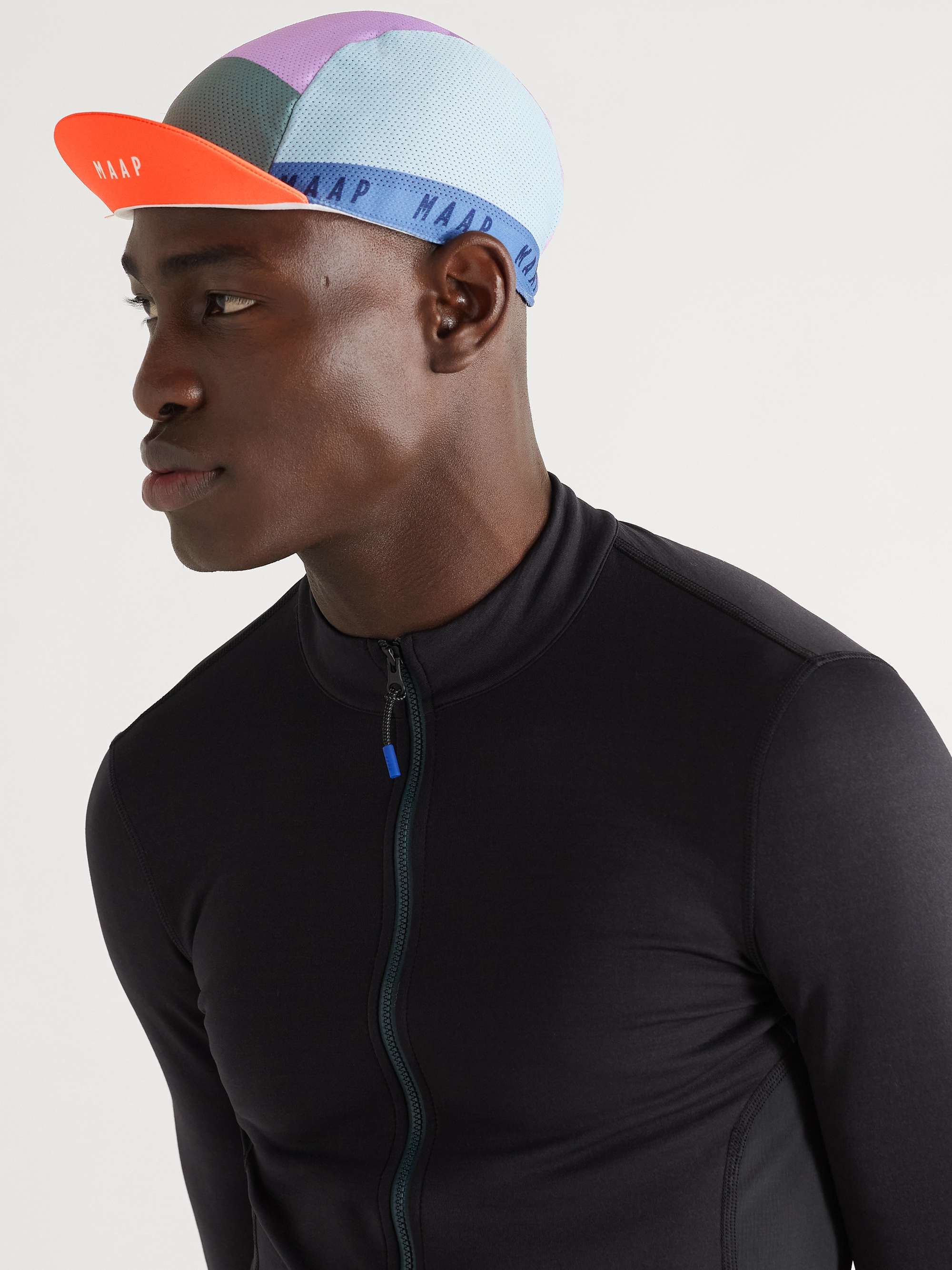 MAAP Voyage Logo-Print Colour-Block Cotton-Mesh Cycling Cap