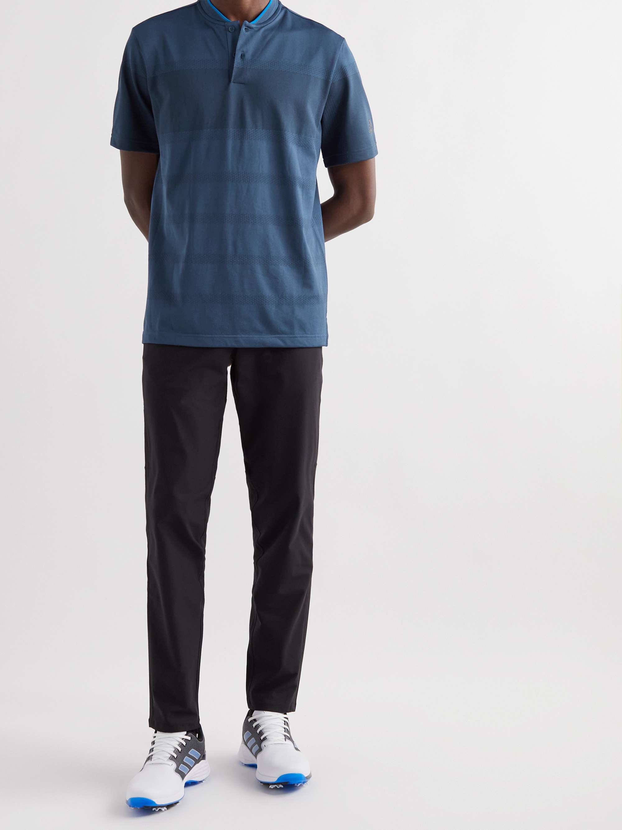 ADIDAS GOLF Statement Striped Recycled Primeknit Golf Polo Shirt