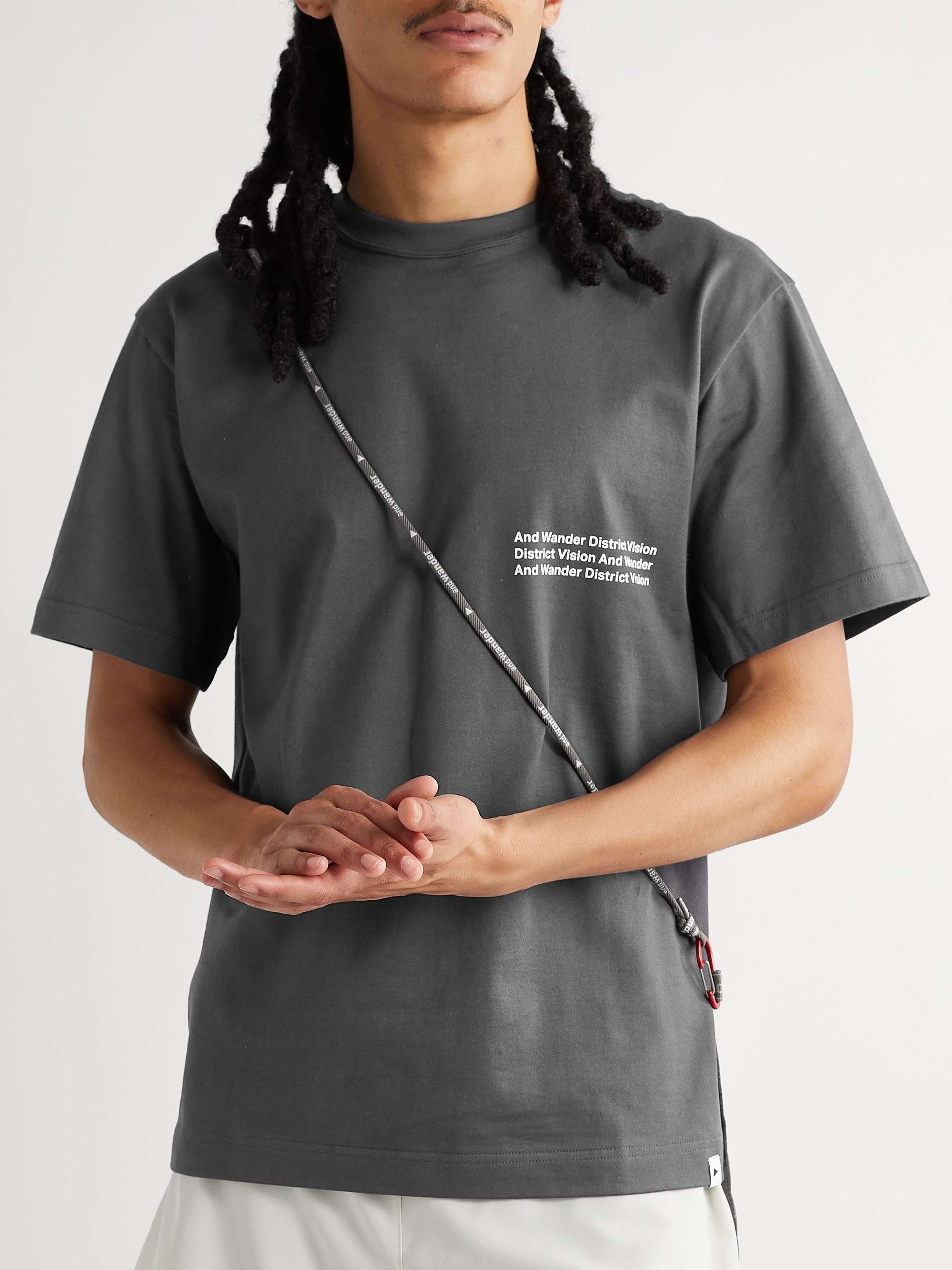 DISTRICT VISION + And Wander Logo-Print Cotton-Jersey T-Shirt