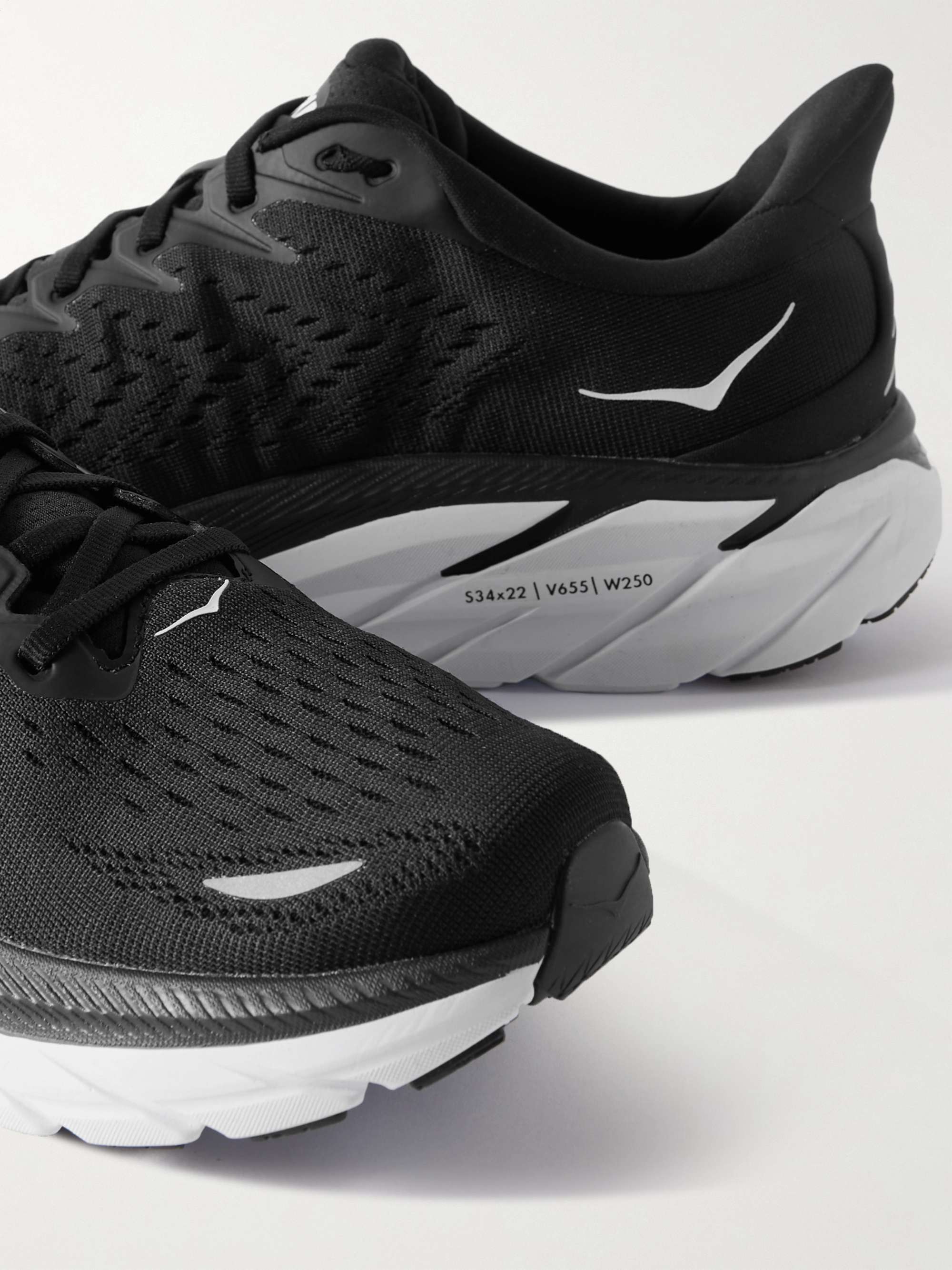 HOKA Clifton 8 Rubber-Trimmed Mesh Running Sneakers