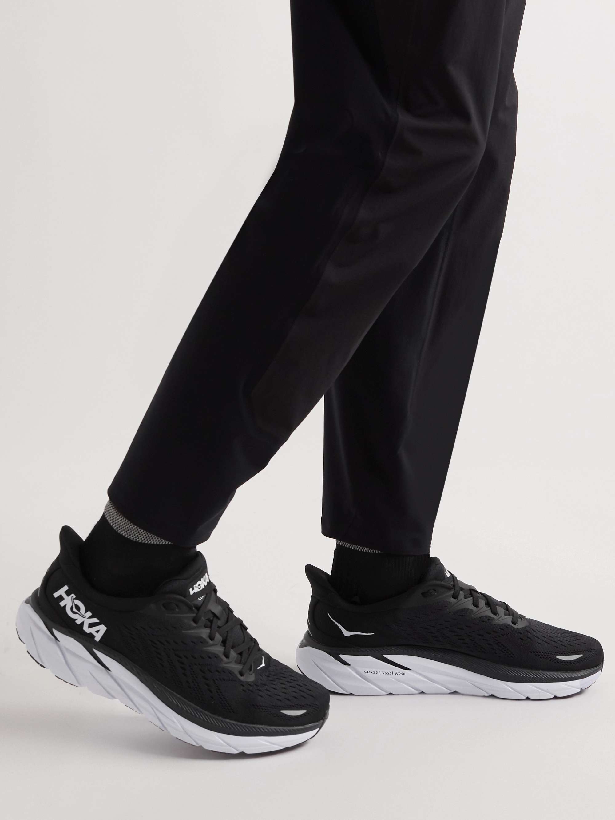 HOKA Clifton 8 Rubber-Trimmed Mesh Running Sneakers