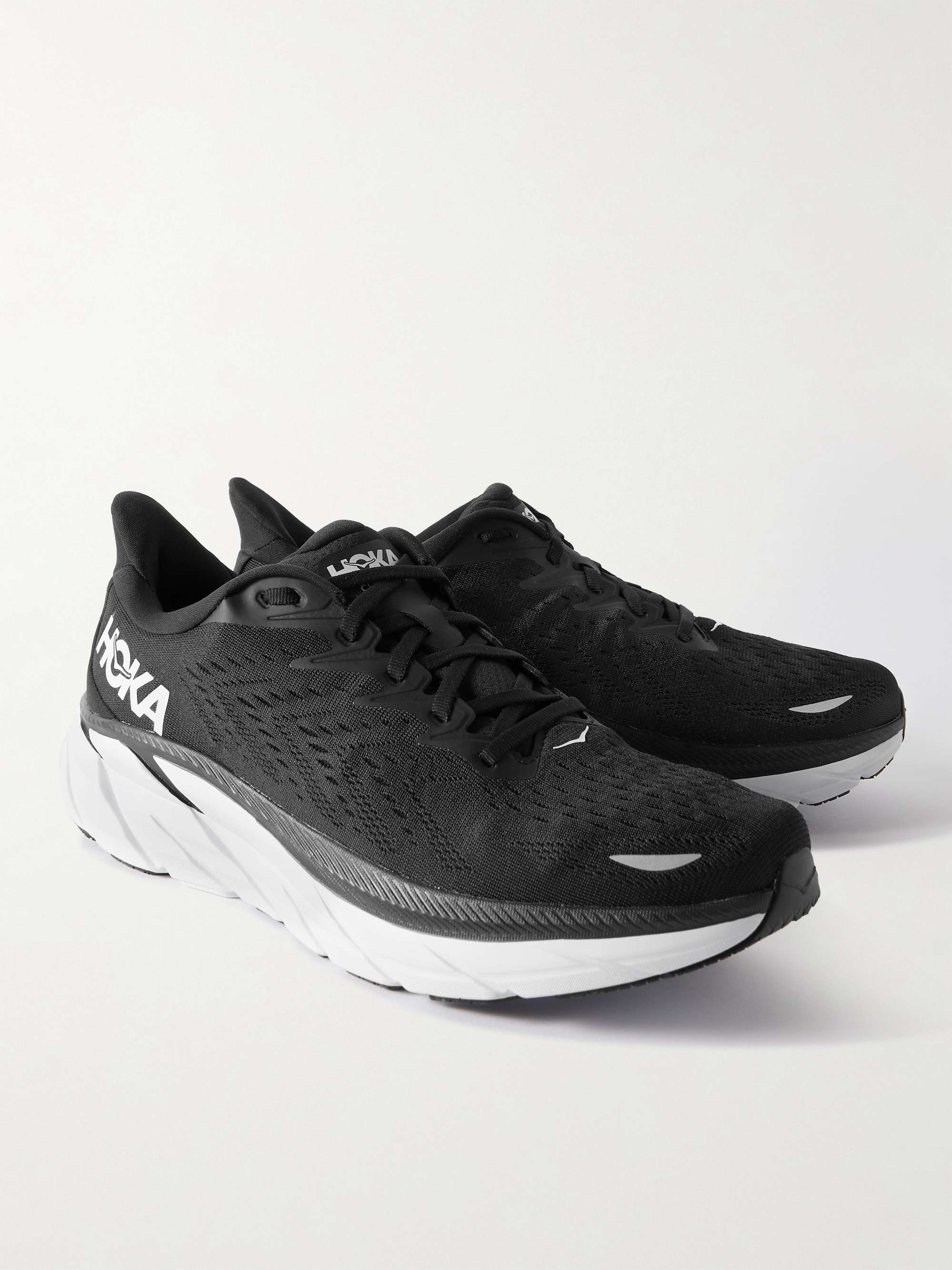 HOKA Clifton 8 Rubber-Trimmed Mesh Running Sneakers
