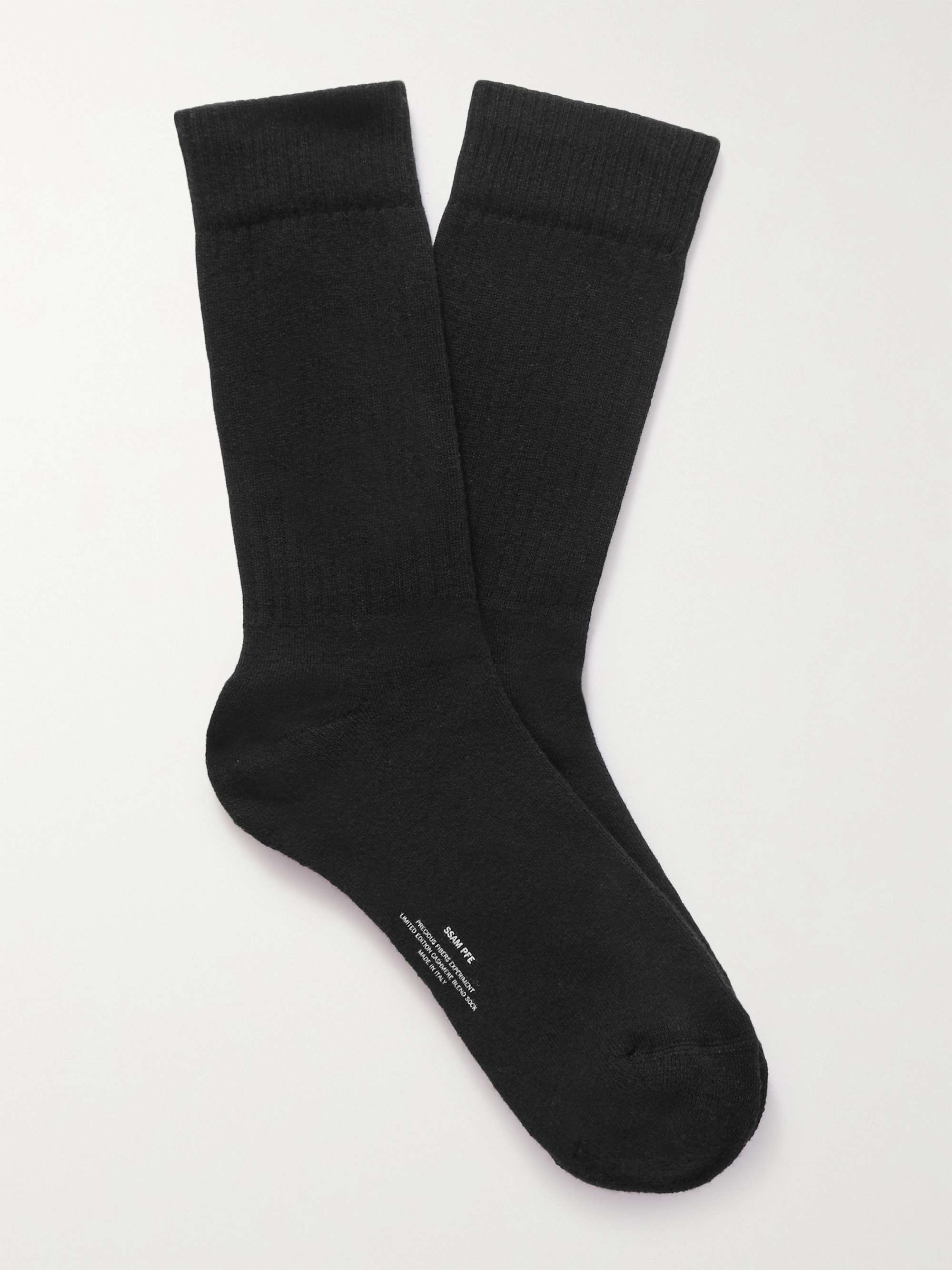 SSAM Cory Ribbed Cotton-Blend Socks for Men | MR PORTER