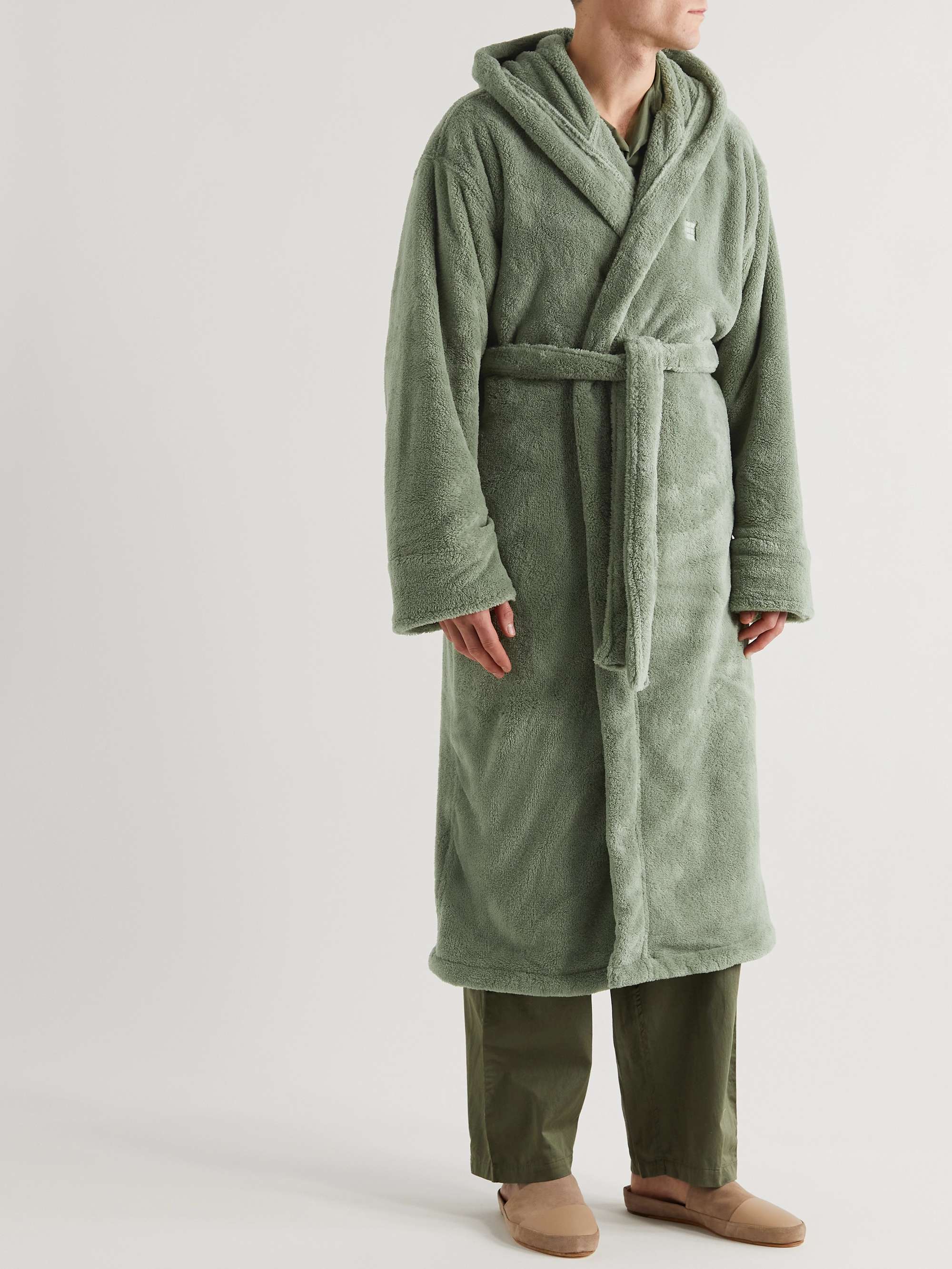 SOHO HOME Logo-Embroidered Recycled Fleece Robe