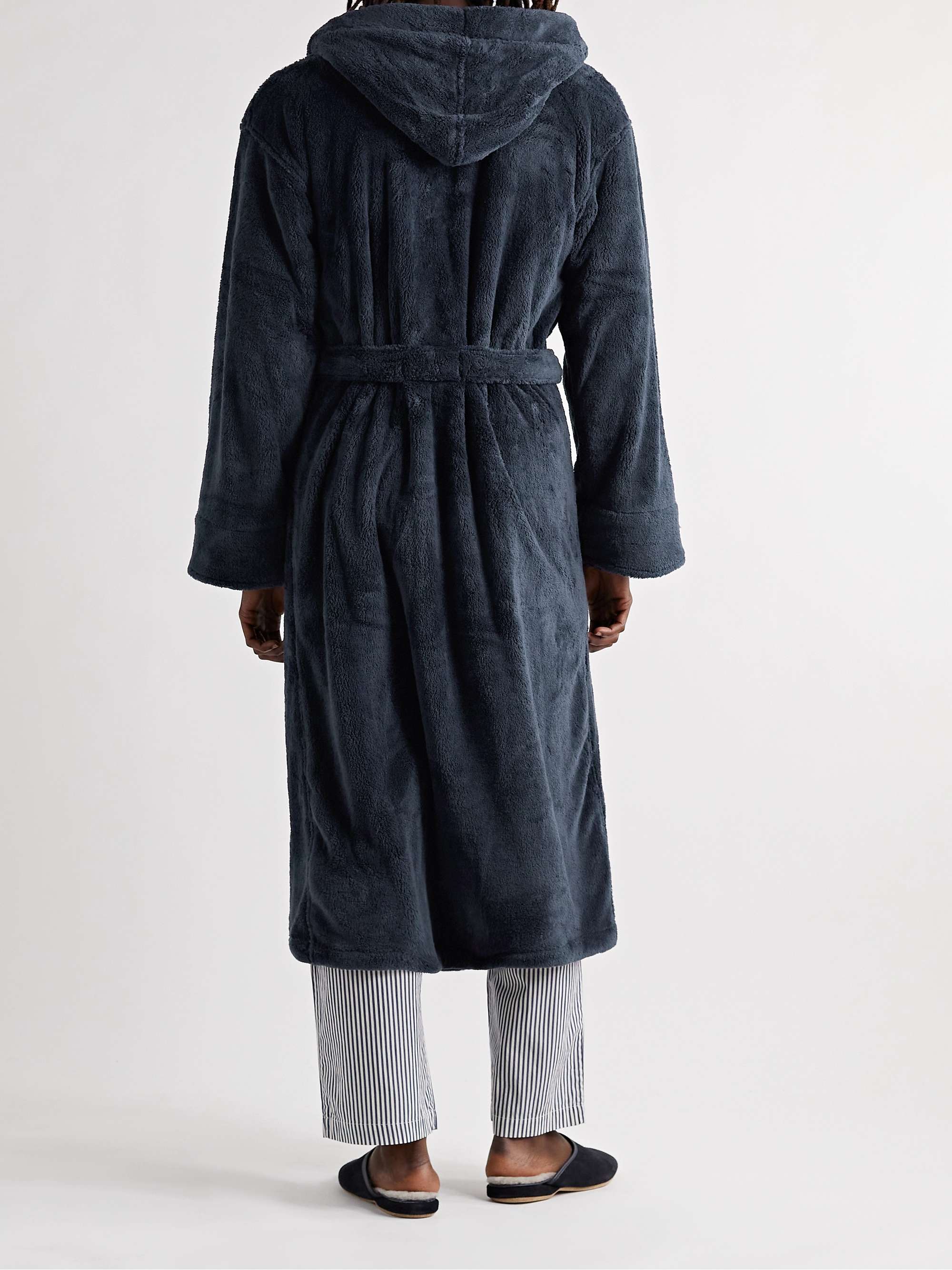 SOHO HOME Logo-Embroidered Fleece Hooded Robe
