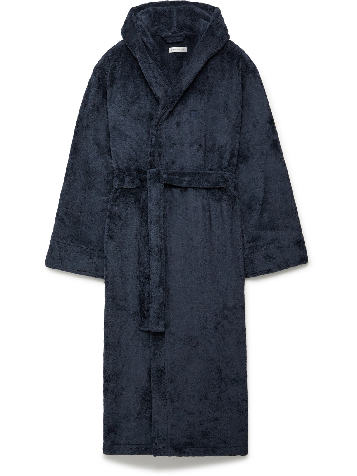 Soho Home Logo-embroidered Fleece Hooded Dressing Gown In Blue