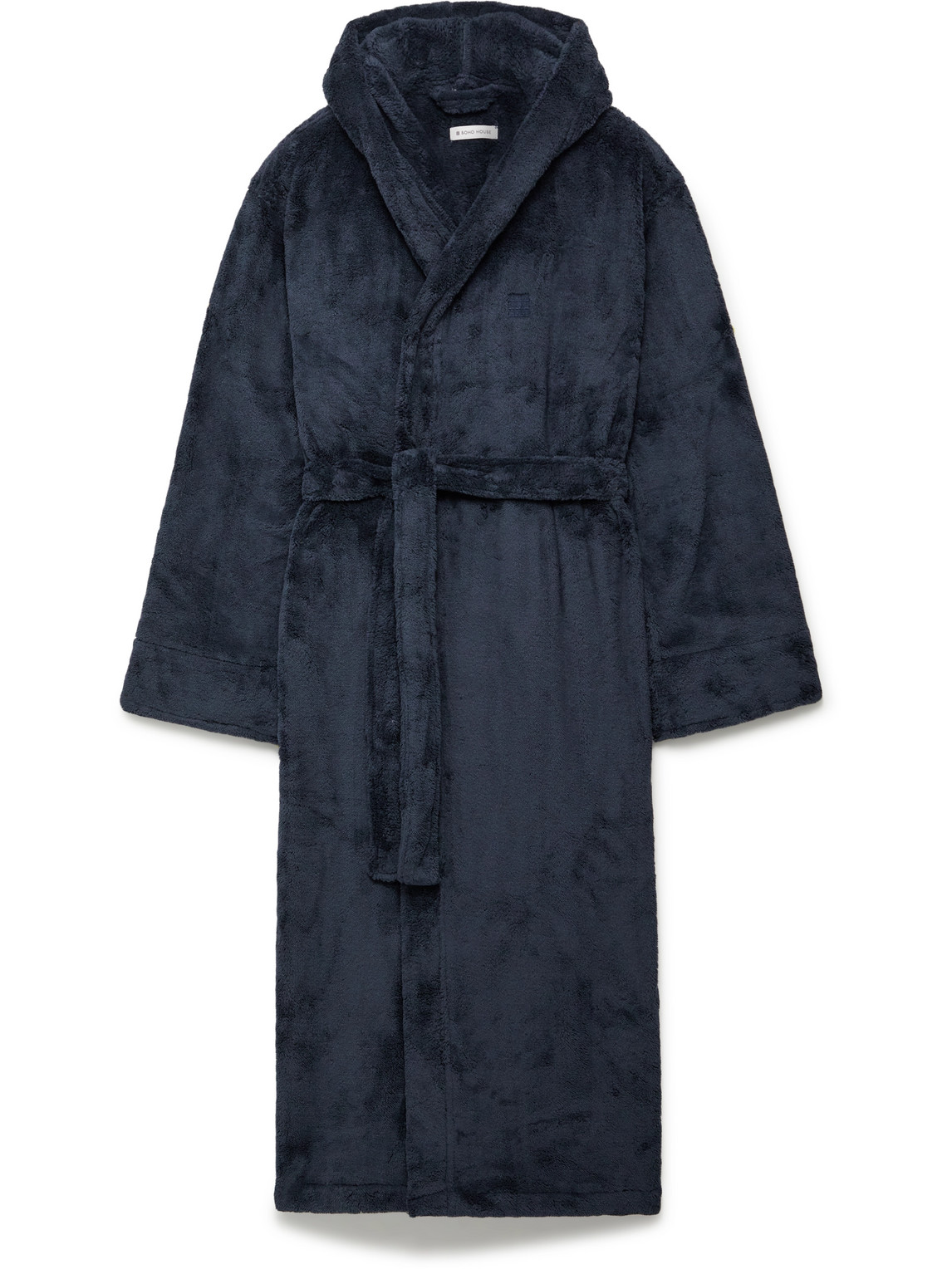 Soho Home Logo-embroidered Fleece Hooded Robe In Blue