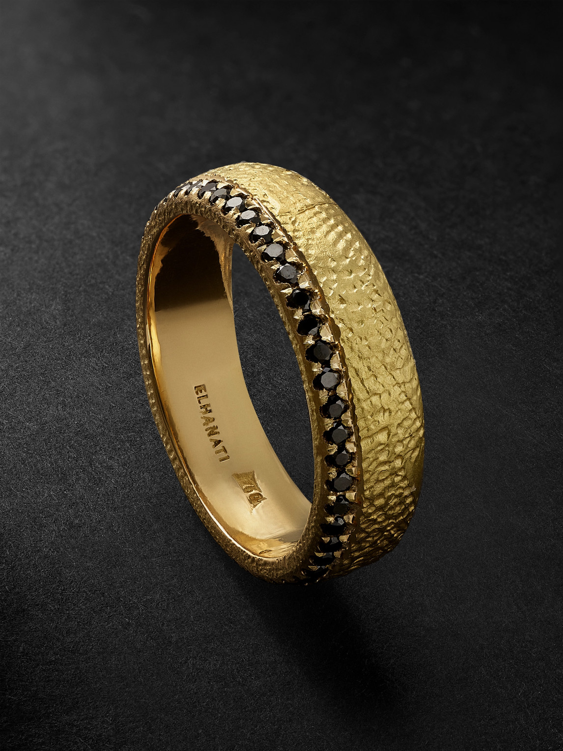 Mezuzah Hammered Gold Diamond Ring