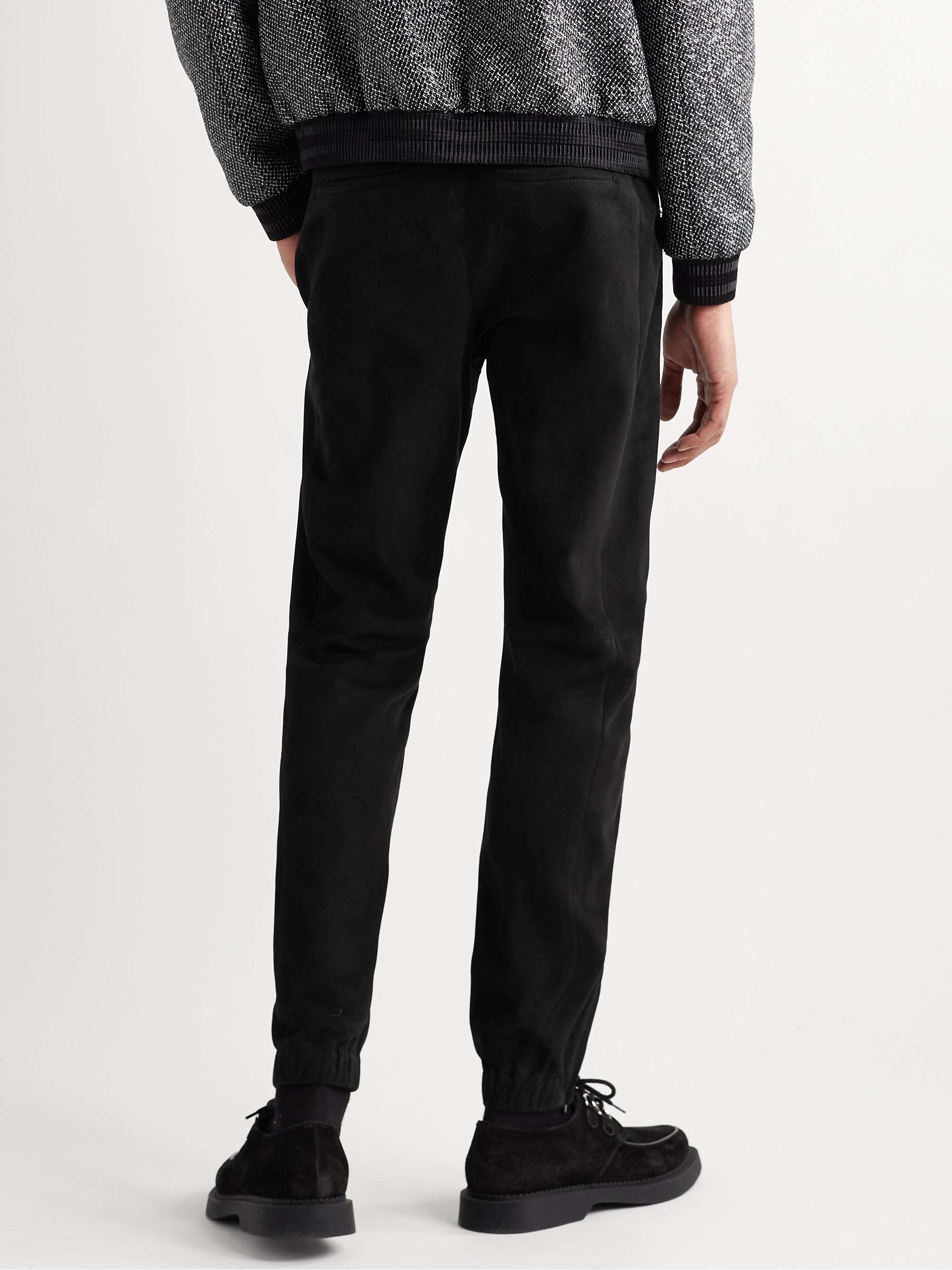 SAINT LAURENT Slim-Fit Tapered Suede Track Pants