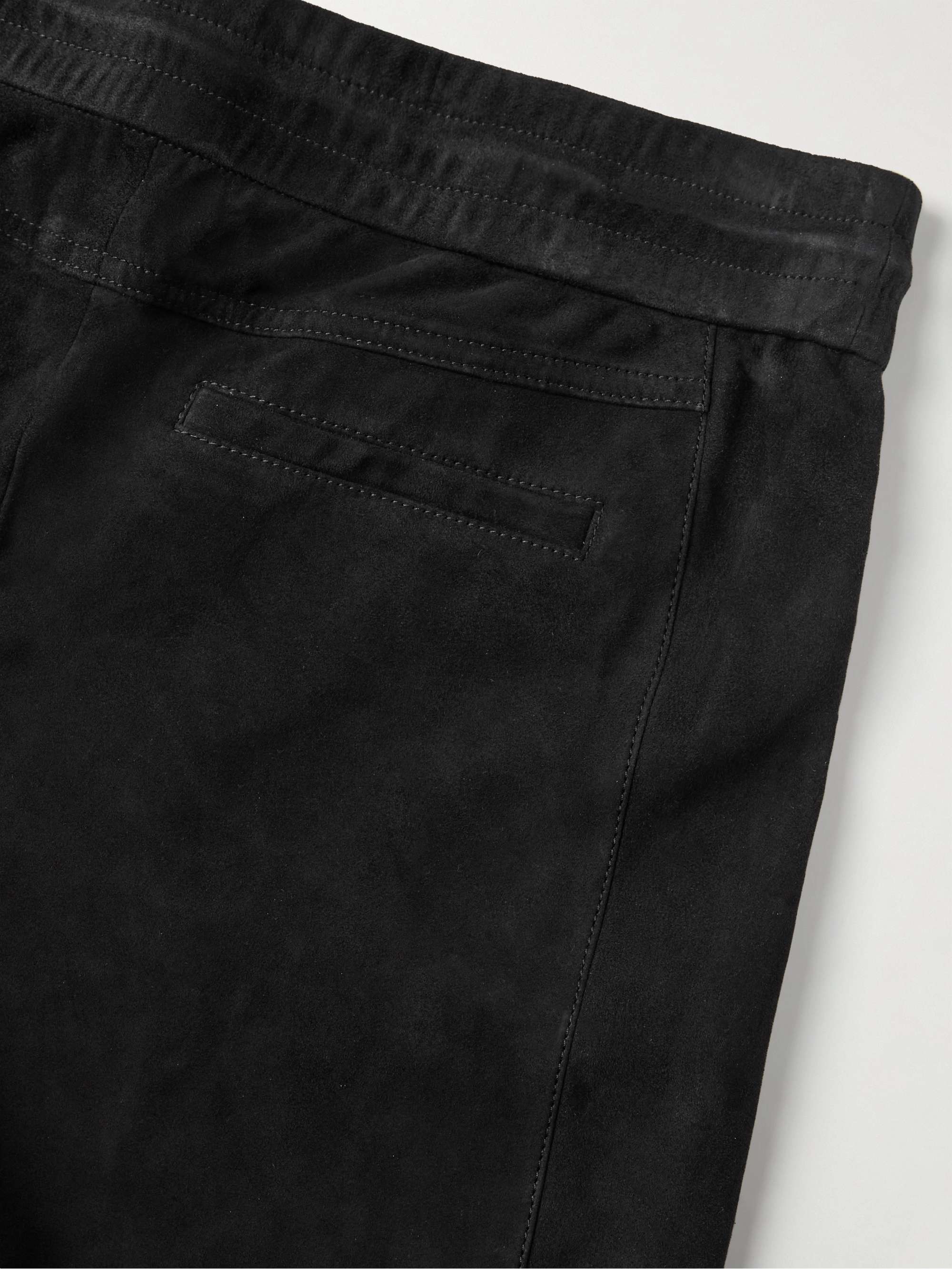 SAINT LAURENT Slim-Fit Tapered Suede Track Pants