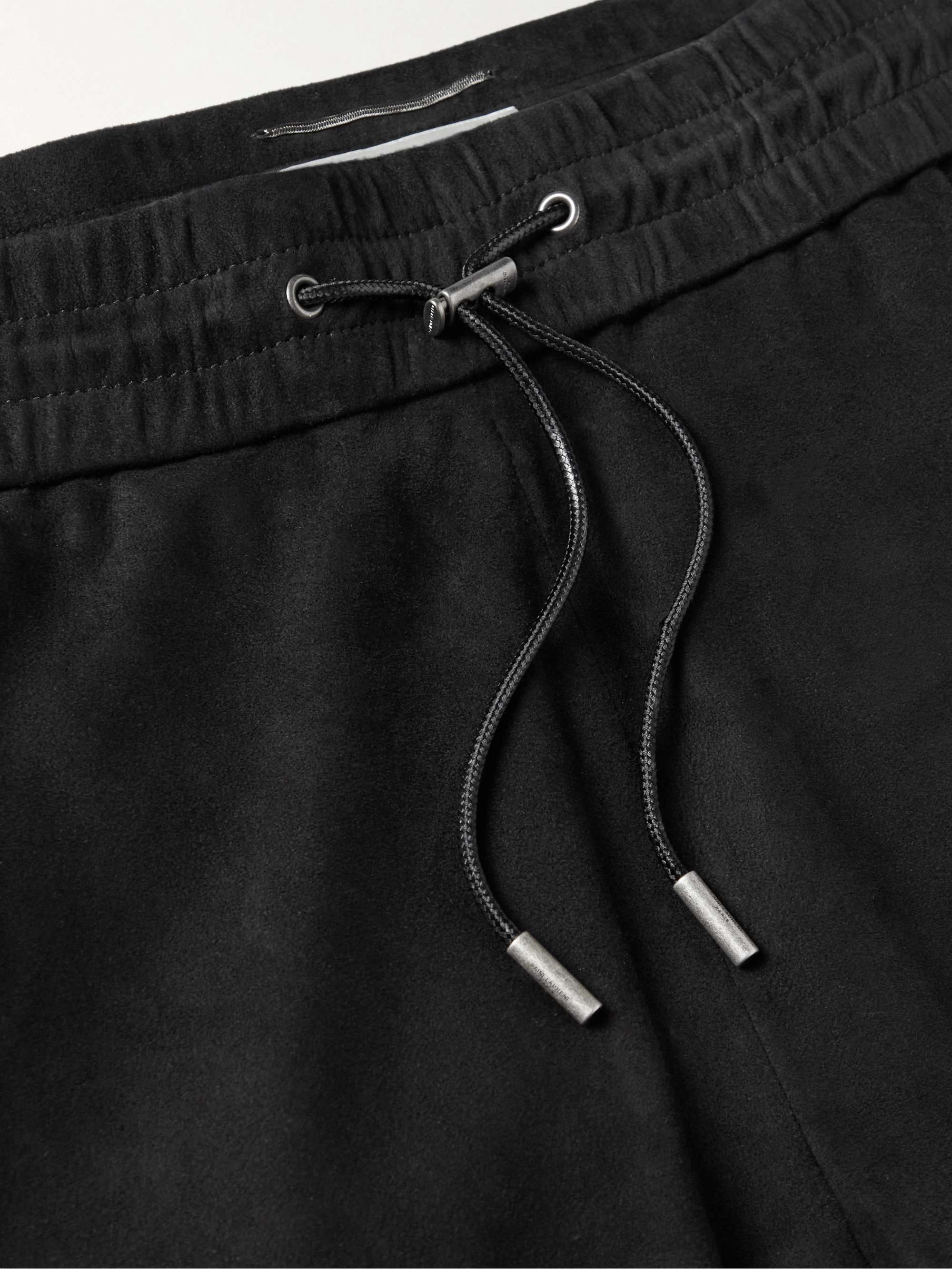 SAINT LAURENT Slim-Fit Tapered Suede Track Pants