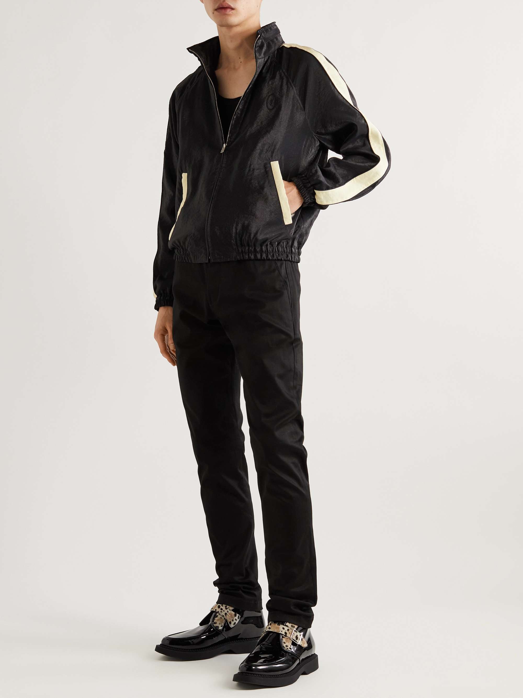 Logo-Embroidered Striped Shell Track Jacket