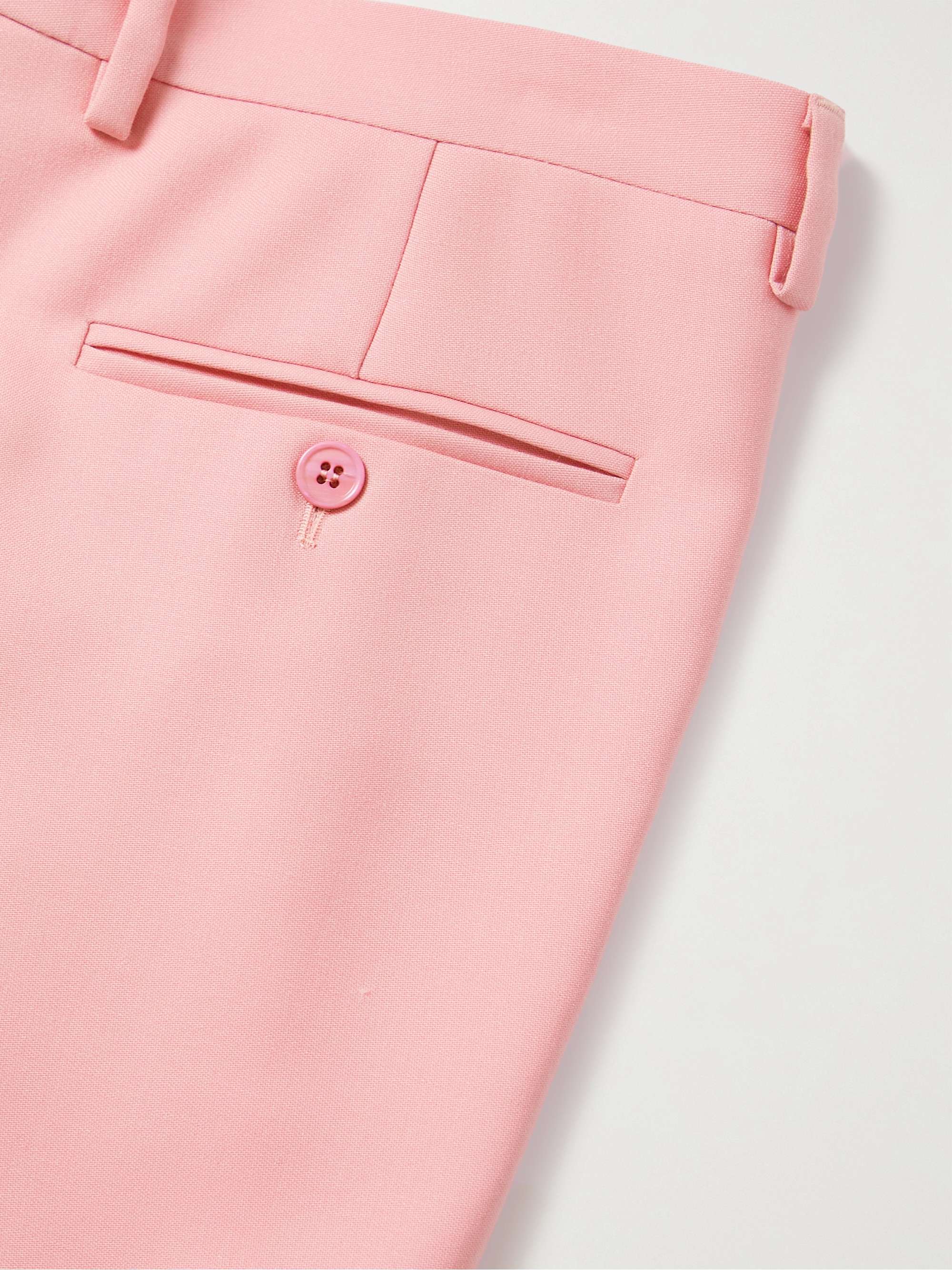 SAINT LAURENT Cropped Tapered Pleated Wool and Mohair-Blend Trousers