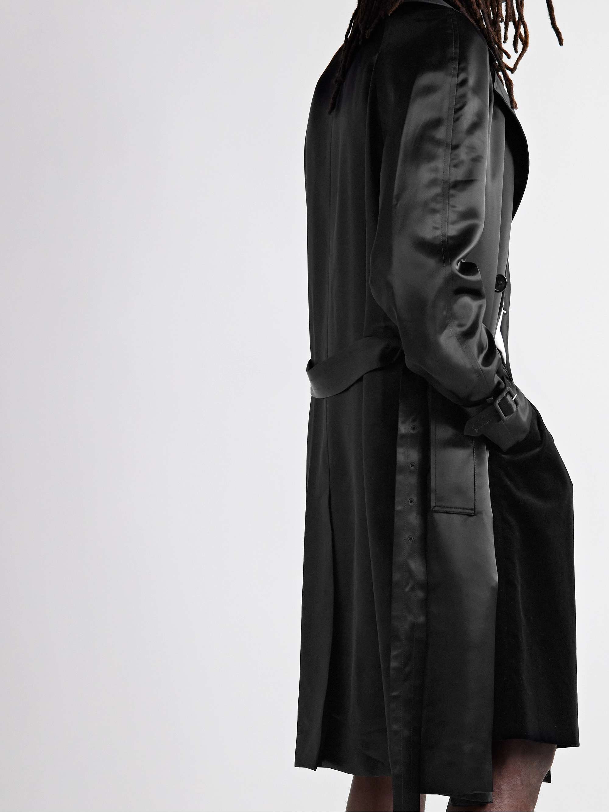 SAINT LAURENT Belted Satin Trench Coat