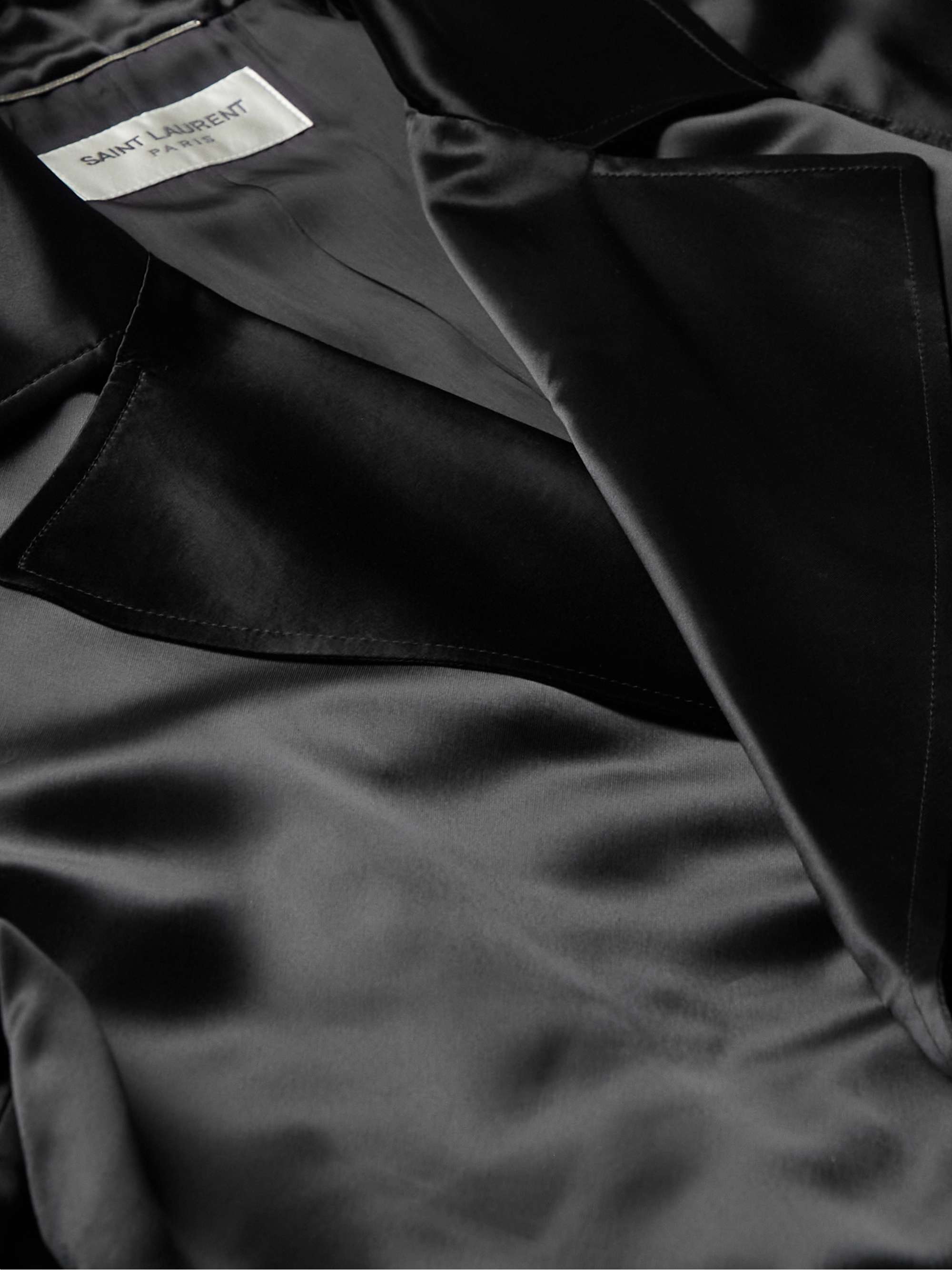 SAINT LAURENT Belted Satin Trench Coat