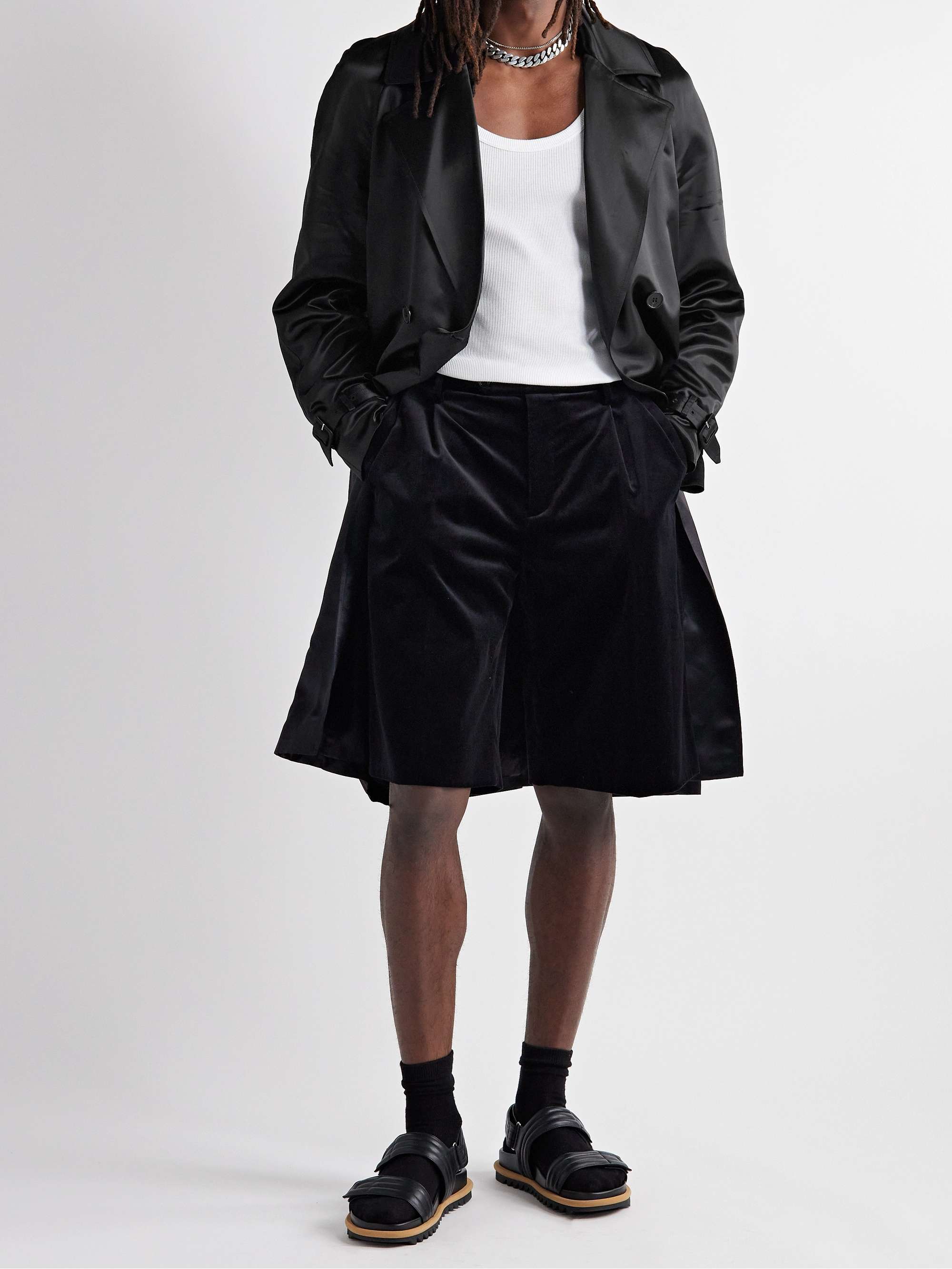 SAINT LAURENT Belted Satin Trench Coat