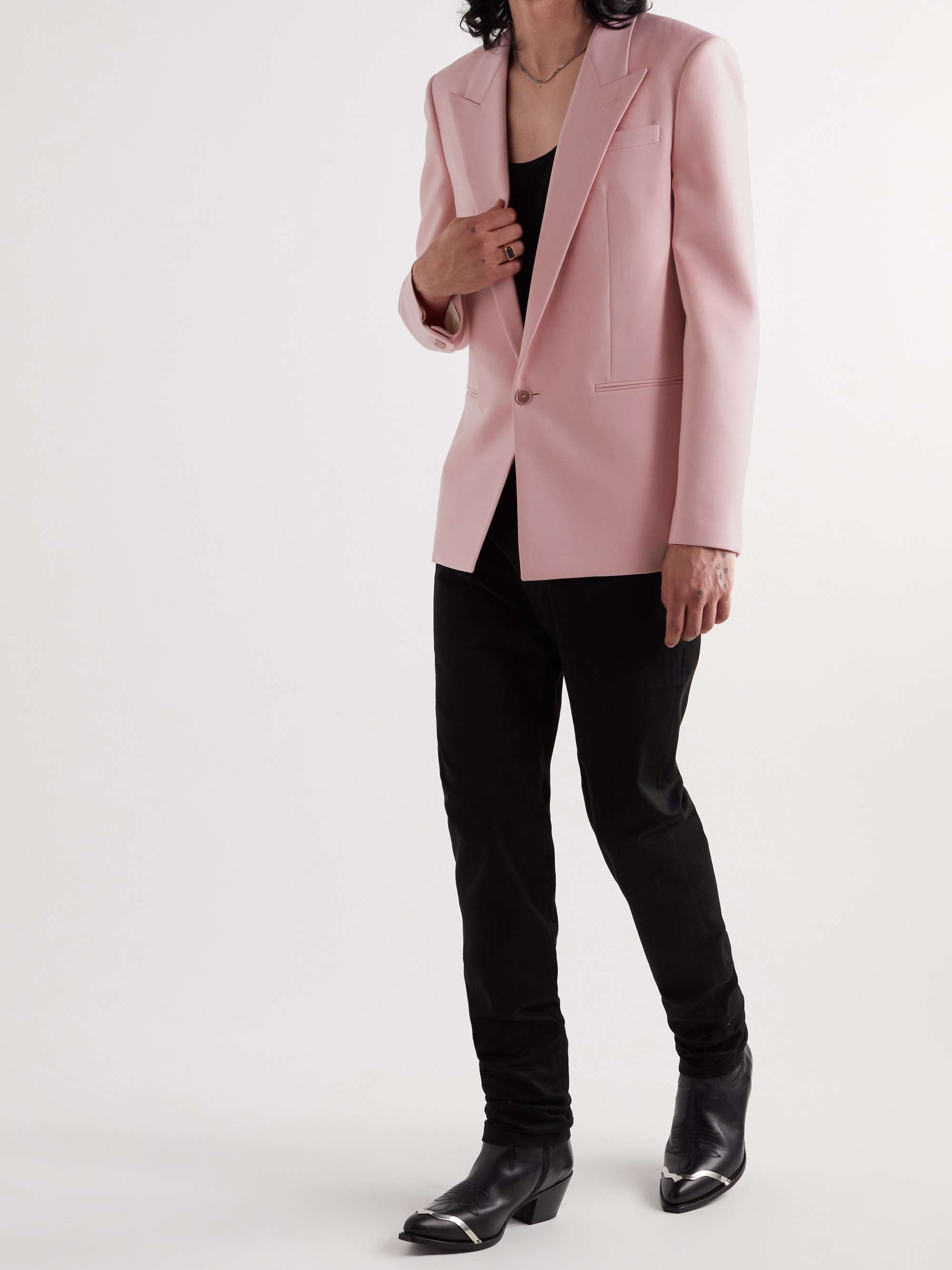 SAINT LAURENT Slim-Fit Wool and Mohair-Blend Blazer