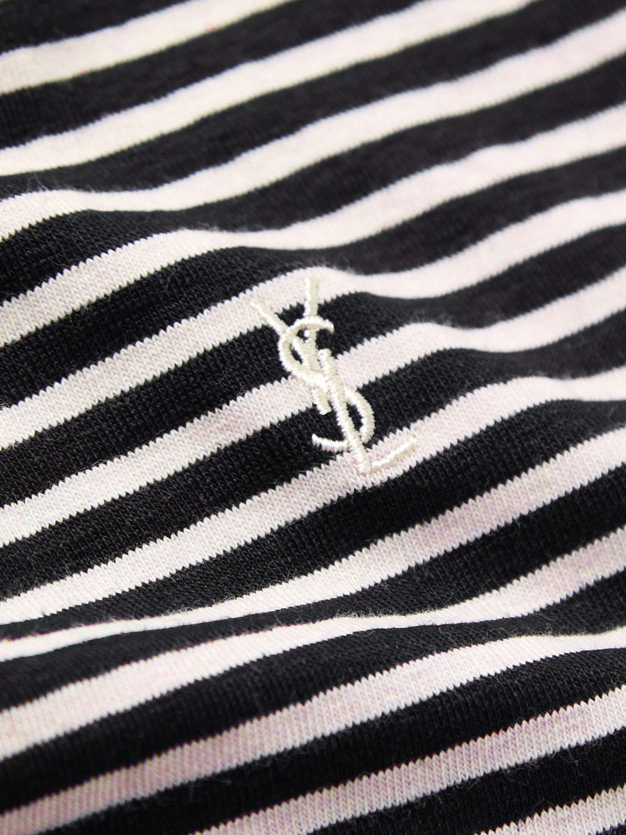 SAINT LAURENT Slim-Fit Striped Stretch Linen and Cotton-Blend Jersey T-Shirt