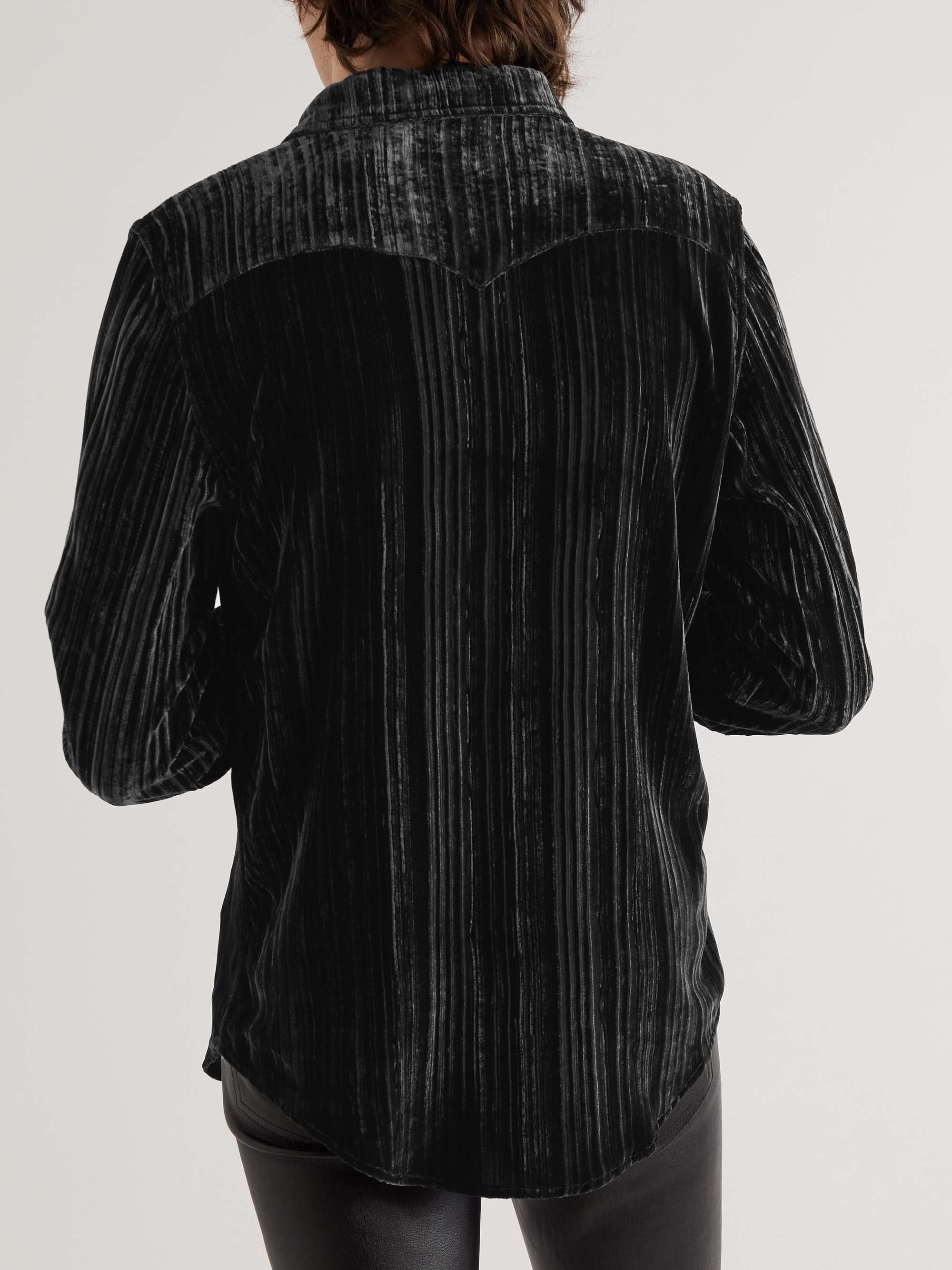 SAINT LAURENT Ribbed Velvet Western Shirt