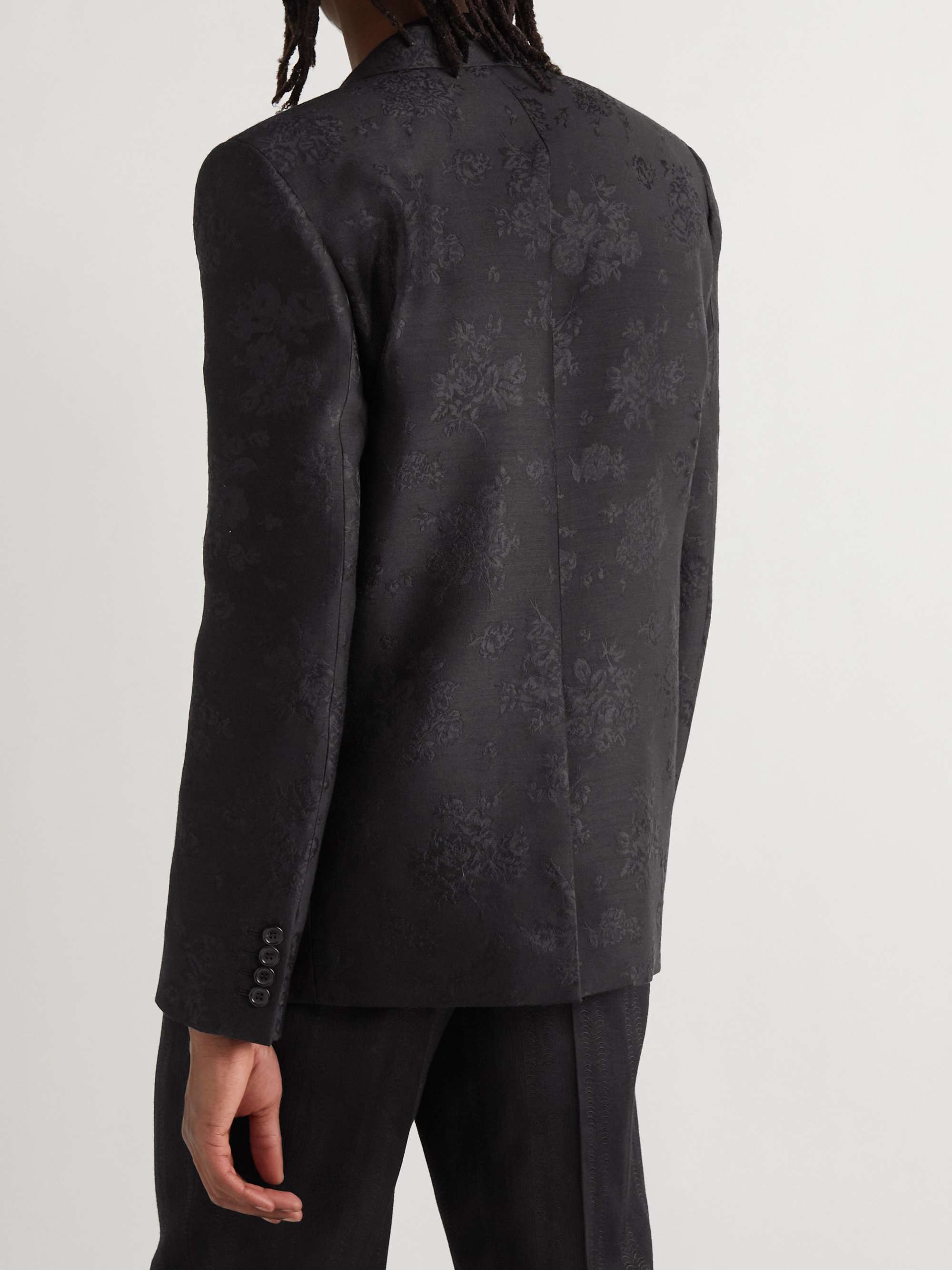SAINT LAURENT Slim-Fit Wool and Silk-Blend Jacquard Blazer