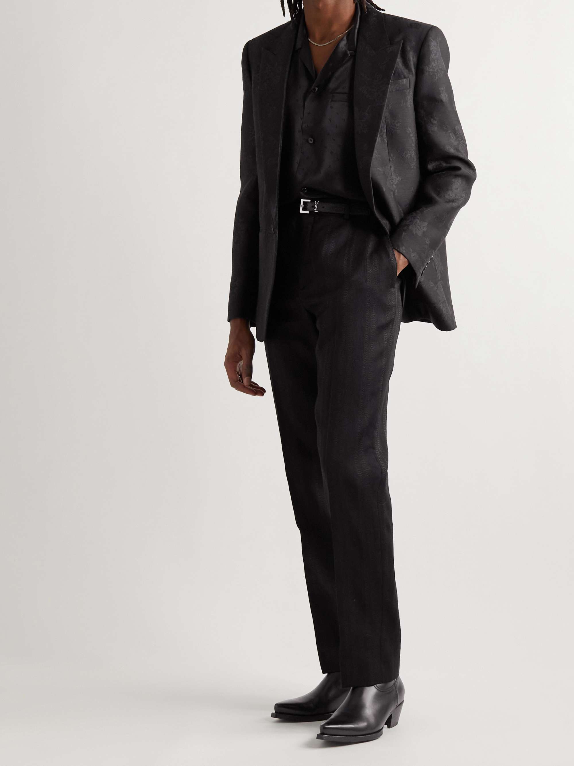 SAINT LAURENT Slim-Fit Wool and Silk-Blend Jacquard Blazer